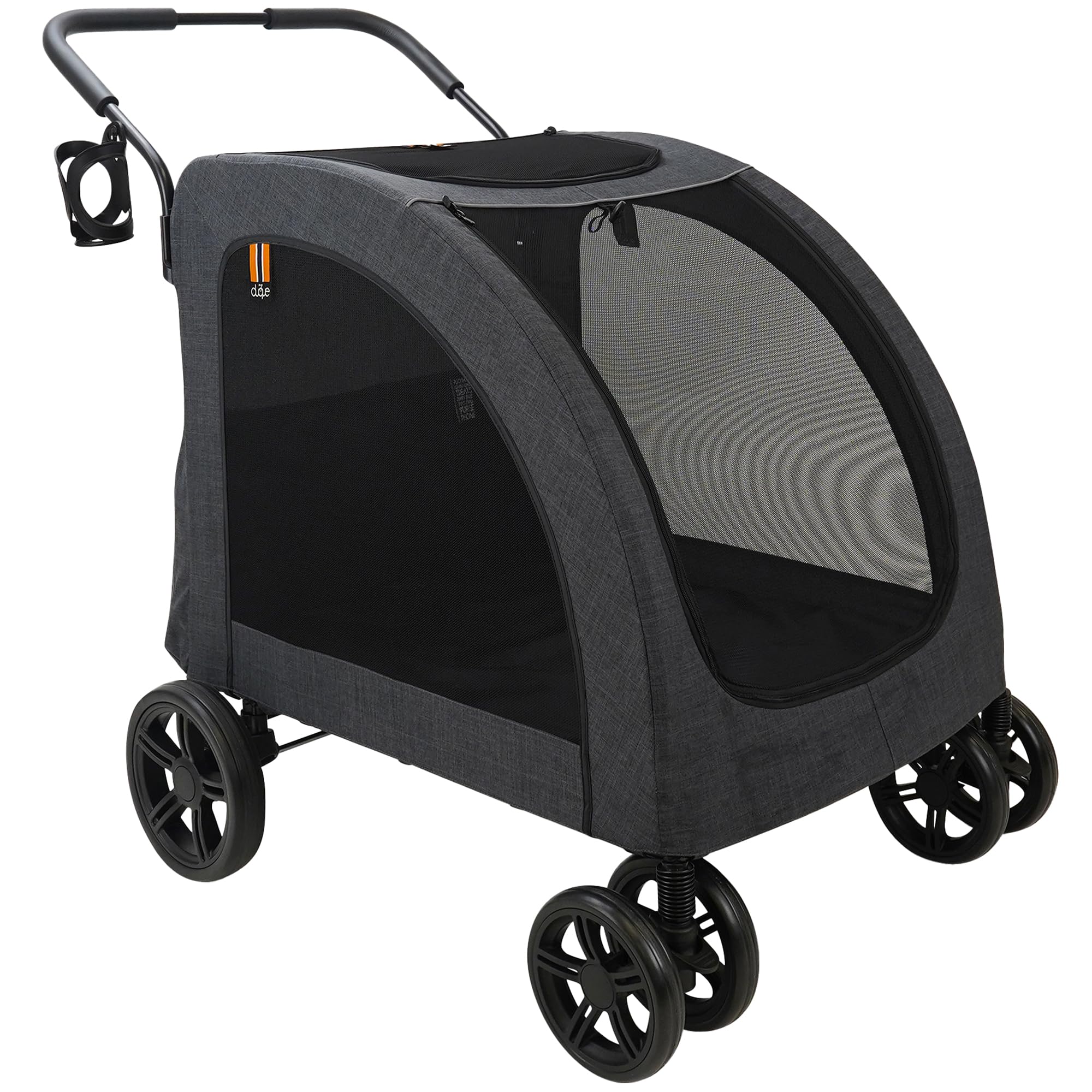 Chester Dog Stroller for Large Dogs, Folding Cat Walker with Rain Cover, Drink Holder, Maximum Load 50 kg, Black