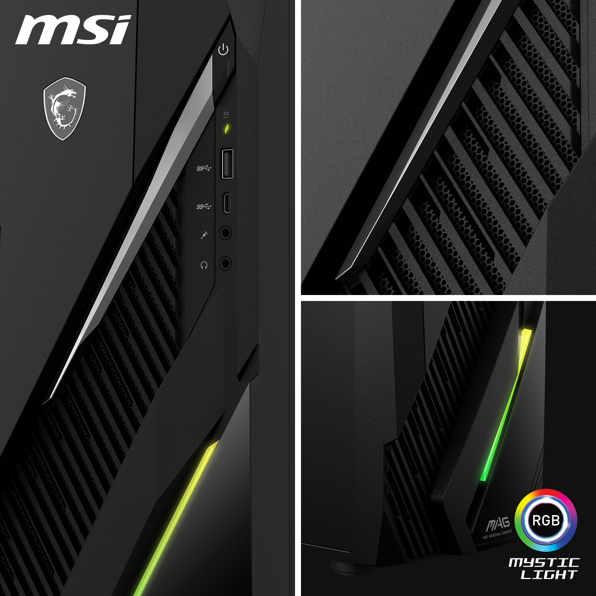 MSI MAG Infinite E1 14NVL5-104EU Gaming PC Intel Core i5 14400F GeForce RTX 5060 8G 16GB RAM DDR5 1TB SSD PCIe GEN4x4 NVMe Wi-Fi 6E 80+ Bronze