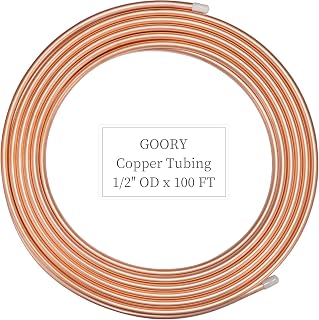 GOORY Copper Tubing 1/2" OD x 0.445" ID x 100 Ft - 99.9% C12200 Pure ACR Tube - ASTM B280 Refrigeration T2 Copper Tube Soft Coil - Round Seamless Tubing for Refrigerator HVAC System Industry DIY