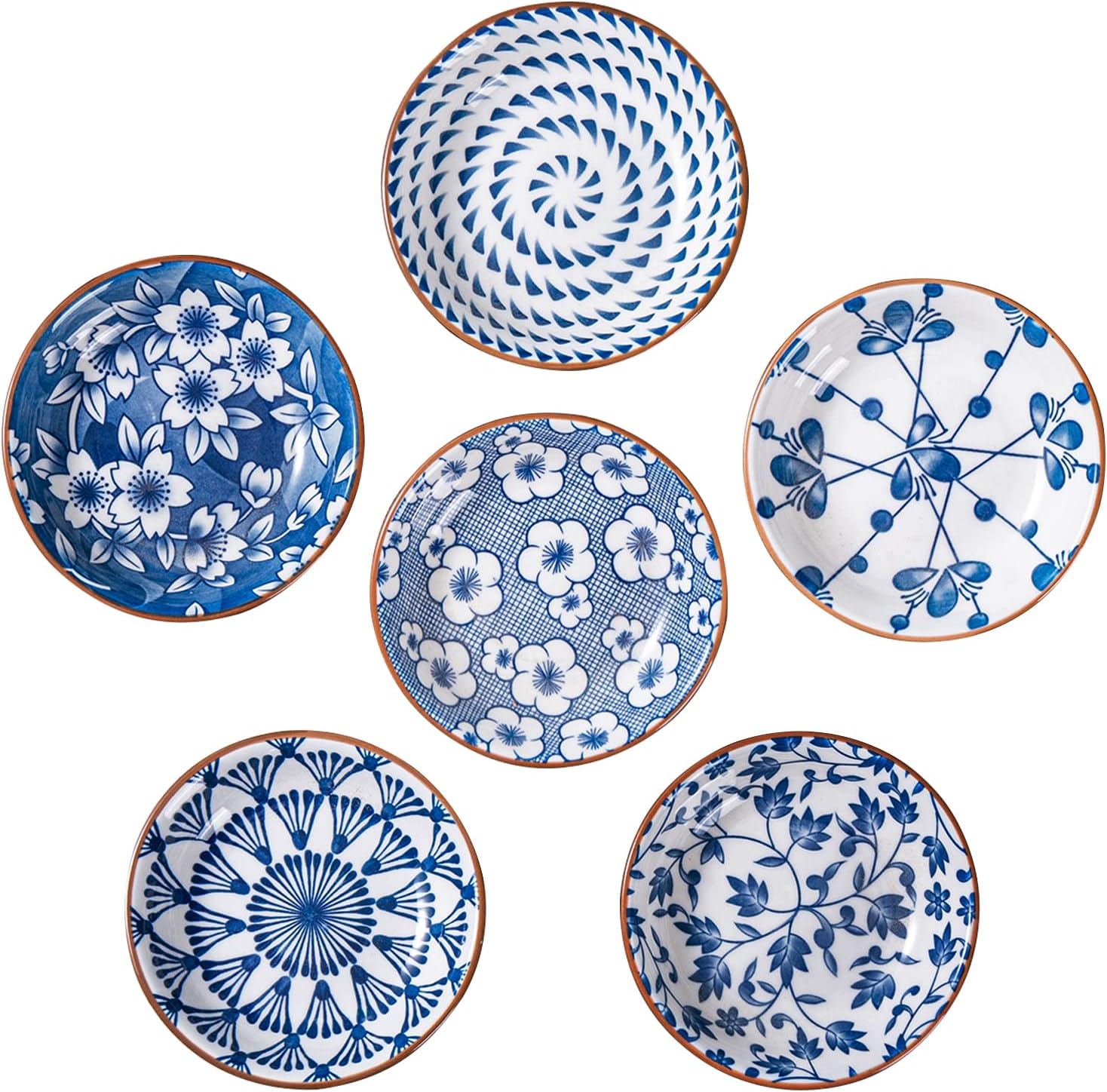 AnBnCn Soy Sauce Bowls/Dishes Set of 6, 4 Inch Dipping Bowls and Appetizer Dessert