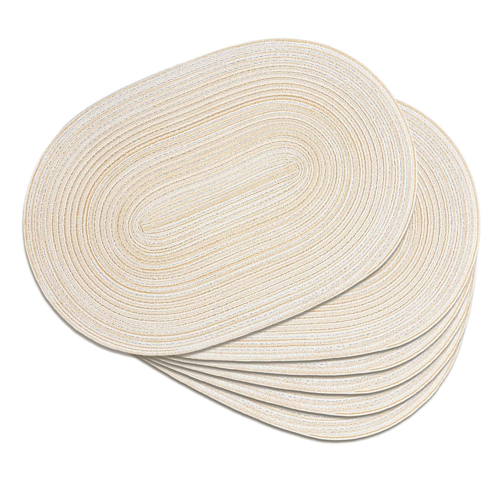 Tovagliette ovali intrecciate, 30,5 x 45,7 cm, 6 pezzi, per tavolo da pranzo, tessuto naturale, resistenti al calore, ovali, beige