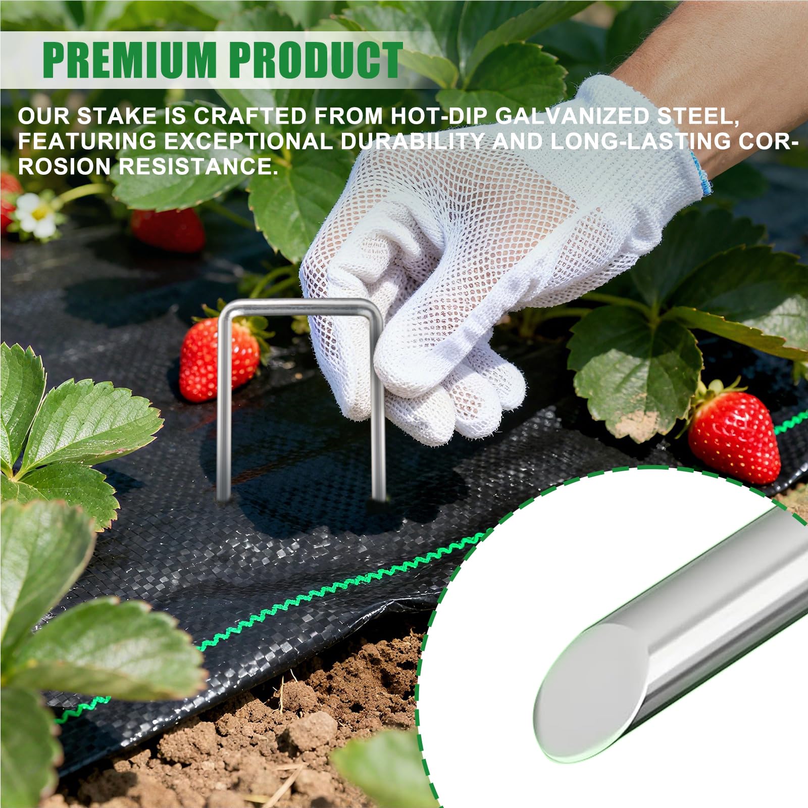 Picchetti da giardino zincati da 20,3 cm, confezione da 50 picchetti da giardino resistenti per recinzioni, prati, barriere erbacce e tessuti paesaggistici, tubo per irrigazione, prato da