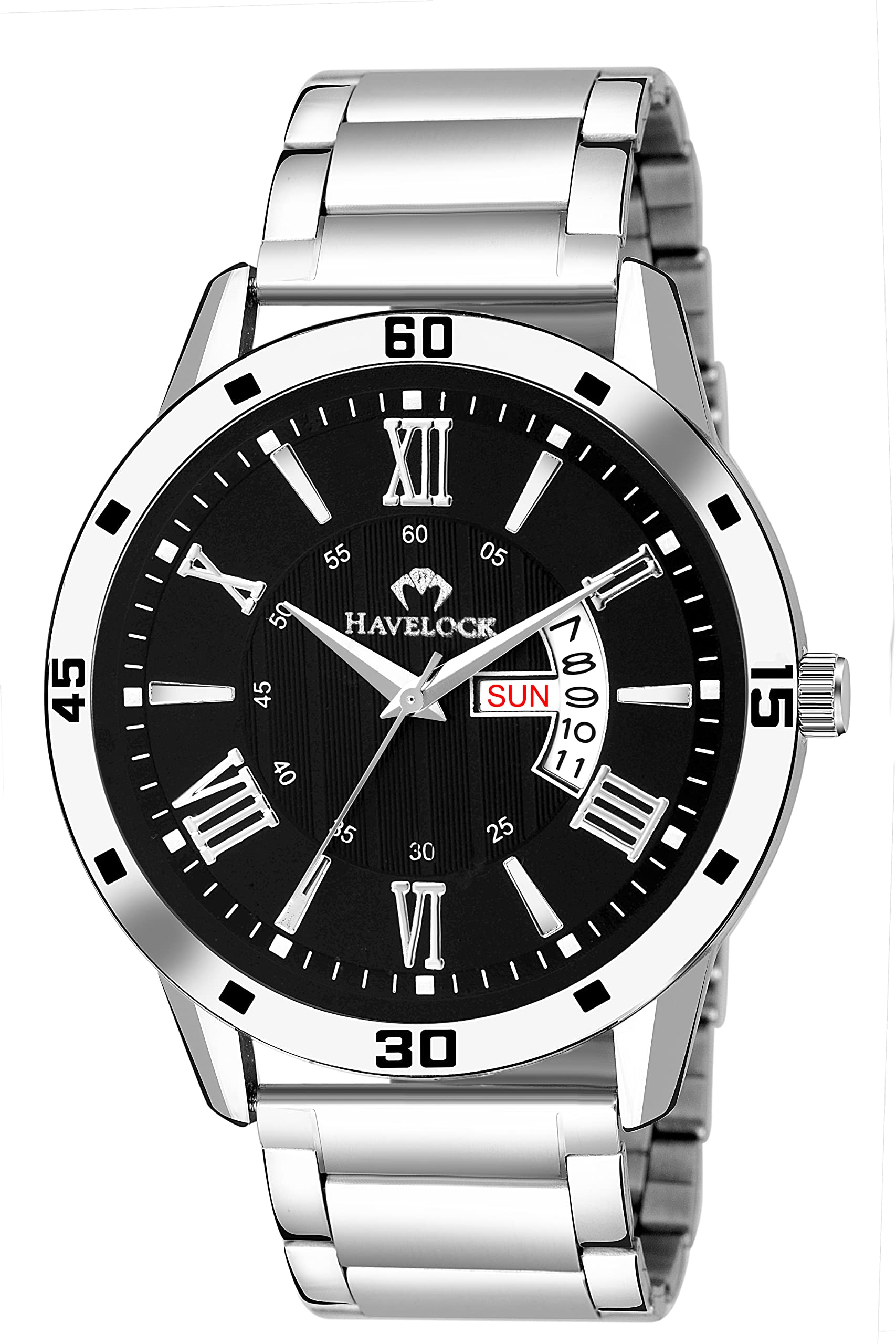 HAVELOCK Analog Day Date Functioning Stainless Steel Chain Watch for Men Boys (Black Dial) (B0BD9364XS) Amazon Price History, Amazon Price Tracker