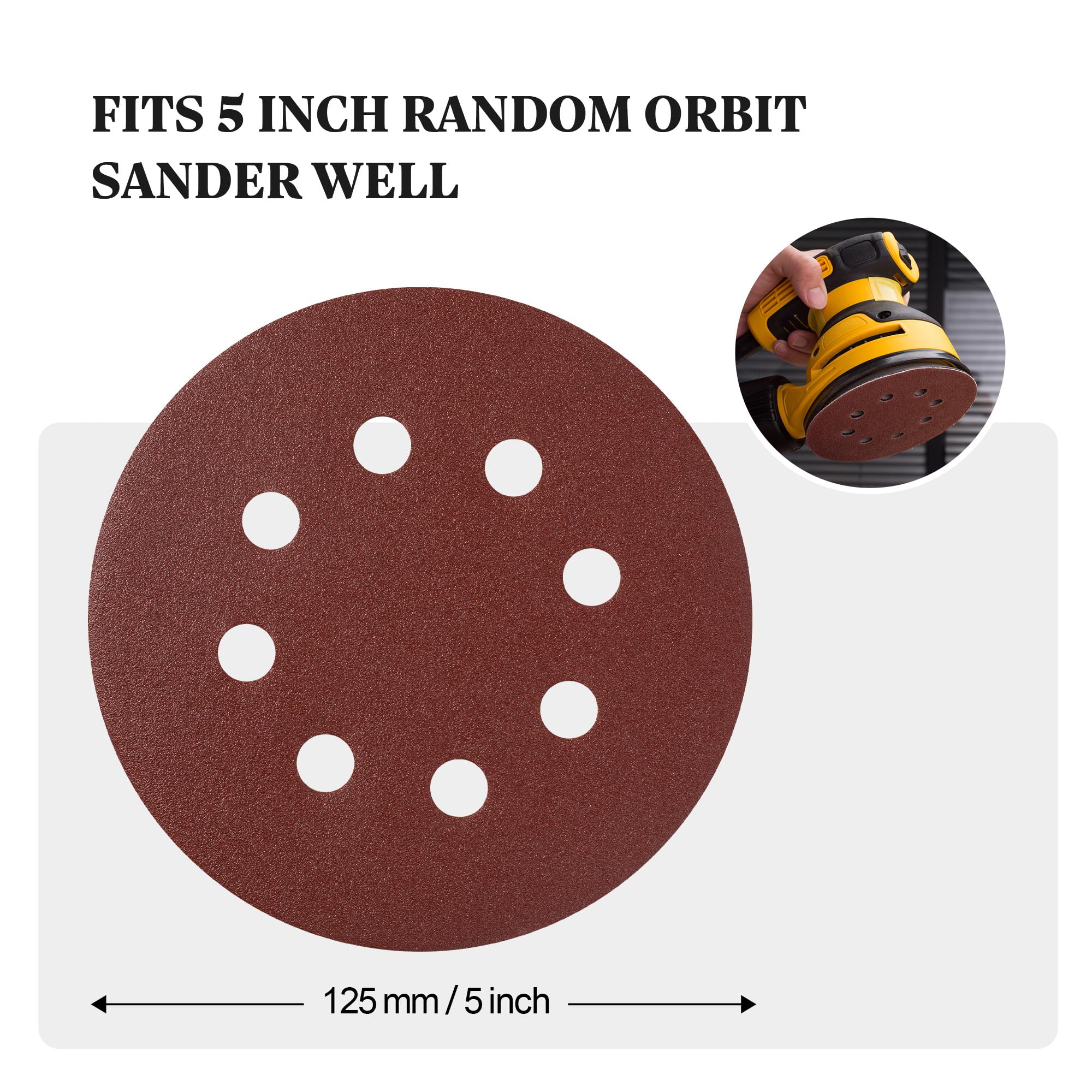 SATC Sanding Discs 150 Grit 110PCS Orbital Sander Discs 125mm Hook and Loop Round Orbital Sander Pads for Sanding - Image 4