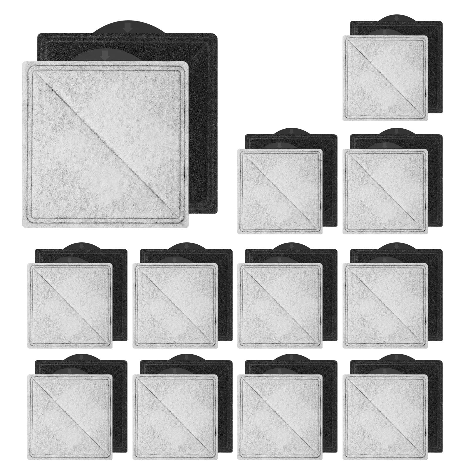24 filtros de fuente de agua para gatos compatibles con Petsafe Premier | Compatible con fuente de agua Outlast Pumpless, Ion-X y Viva, doble filtración, cuadrada (negro)