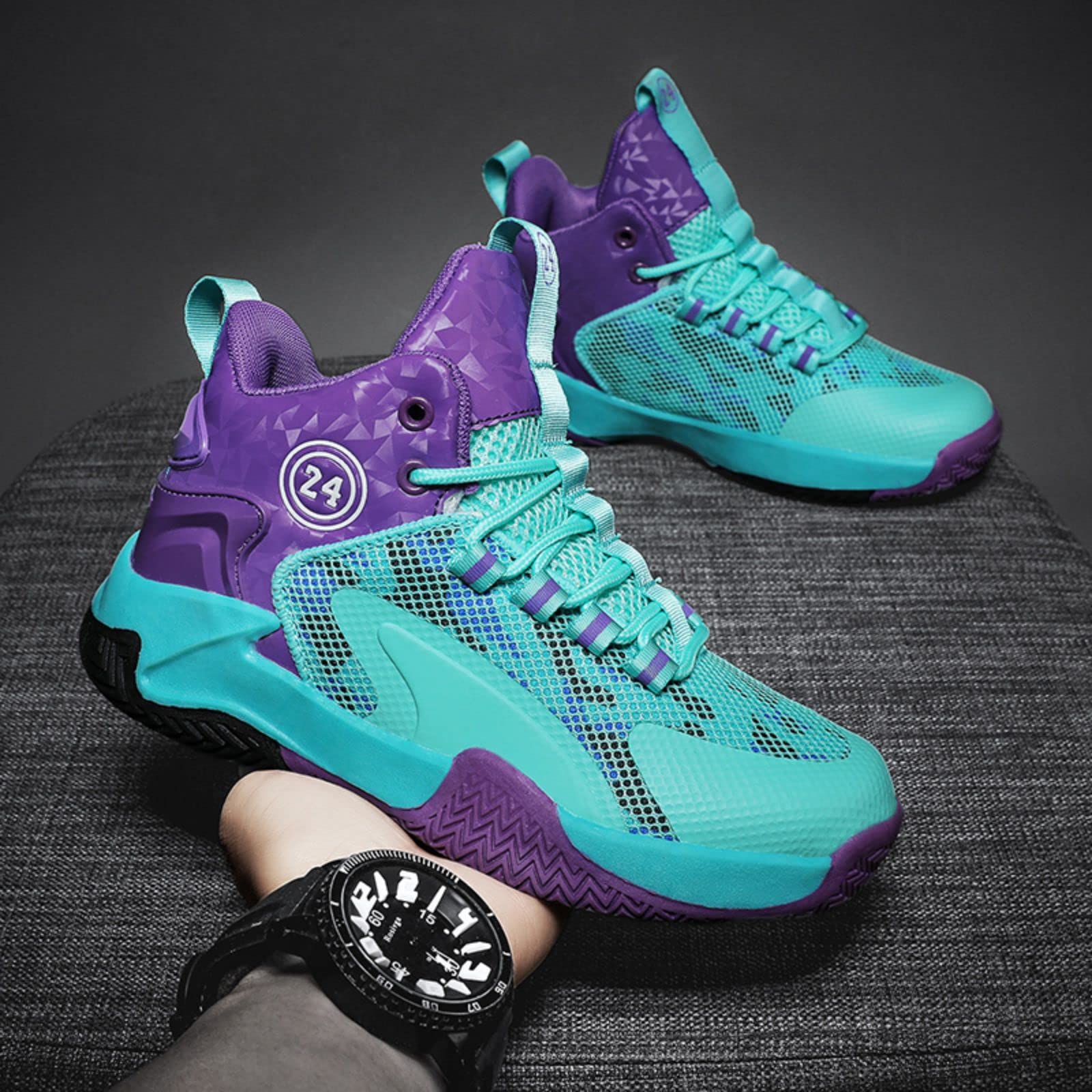 Ucilxi Anti Slip and wear-Resistant Sports Children's Basketball Shoes Green