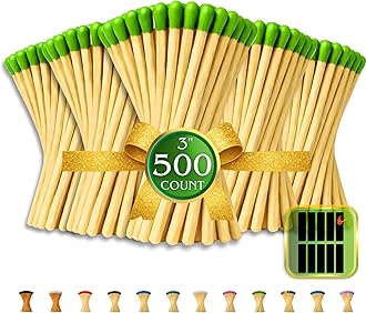 500 Count - 3" Long Green Color Matches | Three Inch Coloful Loose Wooden Safety Match Sticks for Candle Display | Refill Decorative Jar Holder Bottle | Striker Included