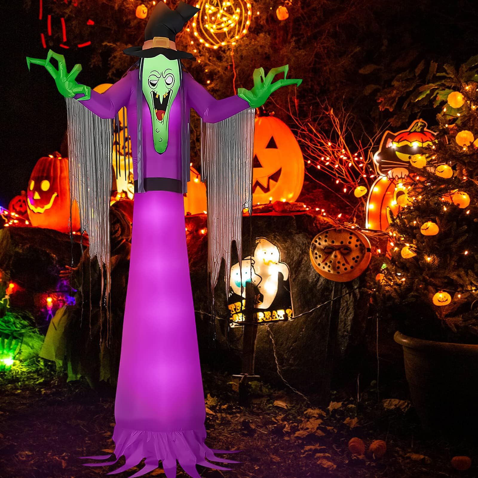 Kalolary Riesige Aufblasbare Halloween-Dekoration Hexe