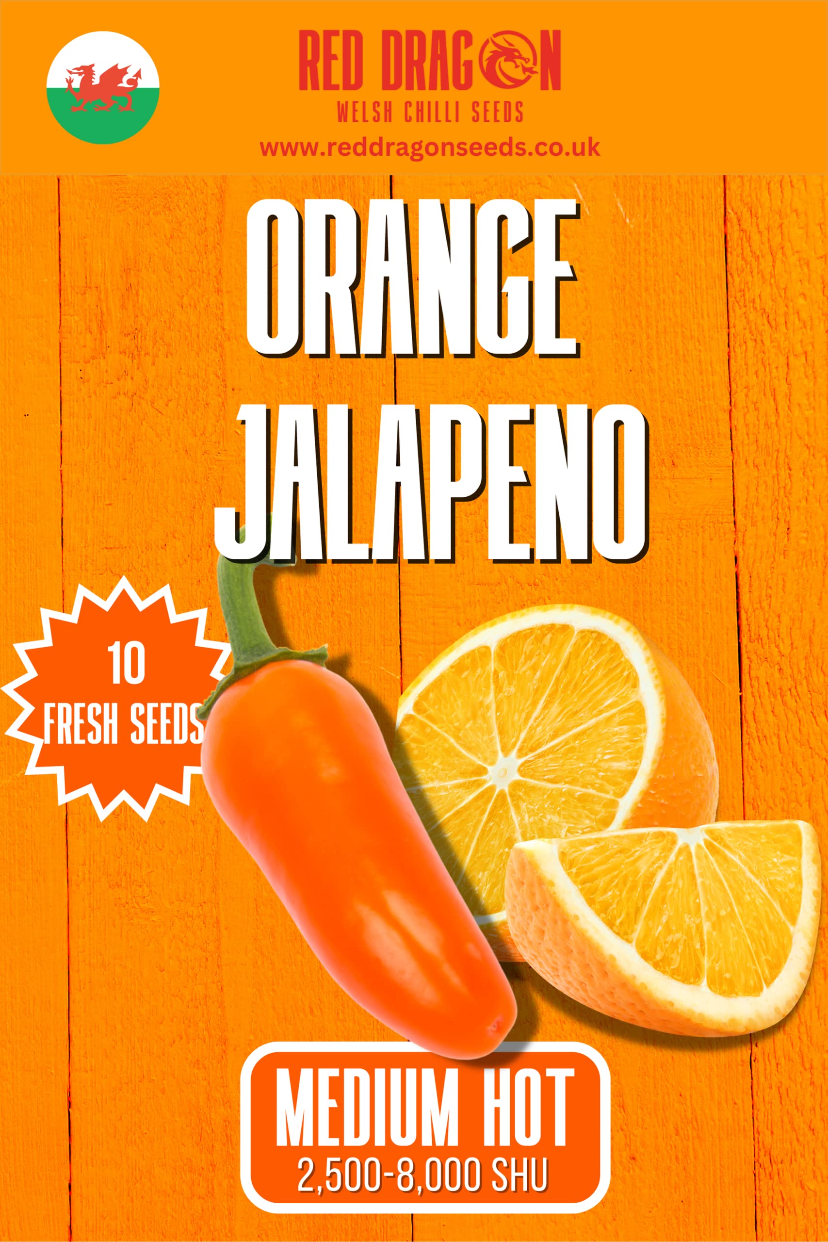 Orange Jalapeno Chilli Seeds - 10 Fresh Numex Orange Jalapeno Pepper Seeds