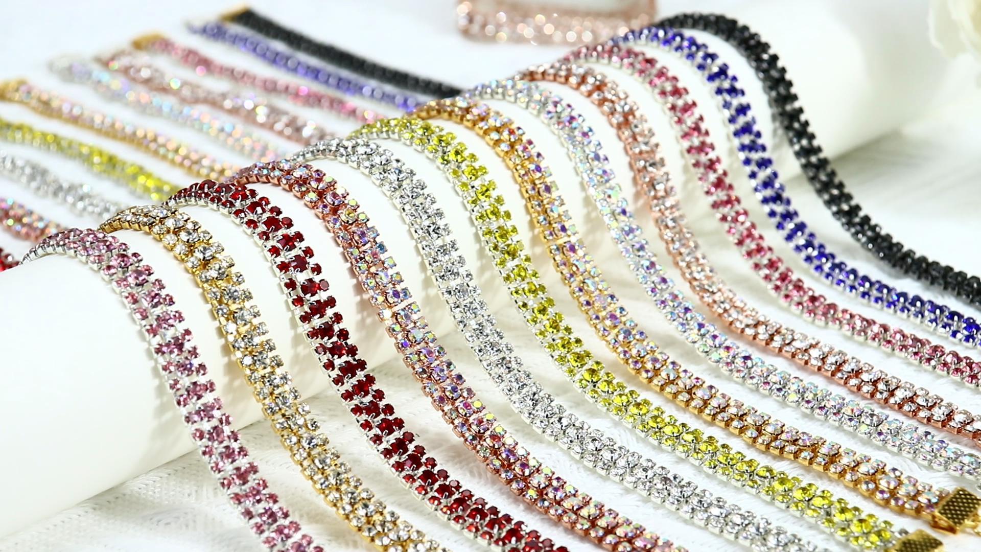 Amazon.com: Towenm 3 Yards 3 Rows Crystal Rhinestone Chain Trim