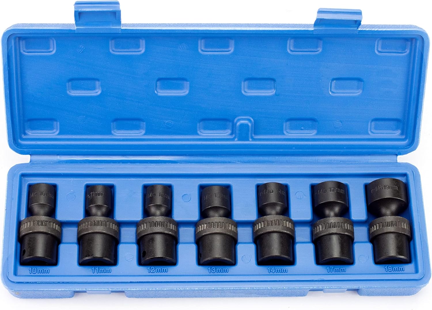 VCT 7PC 3/8" Inch Drive Metric Universal Impact Socket Set, MM, 6-Point, Cr-Mo, 10mm, 11mm, 12mm, 13mm, 14mm, 17mm, 19mm