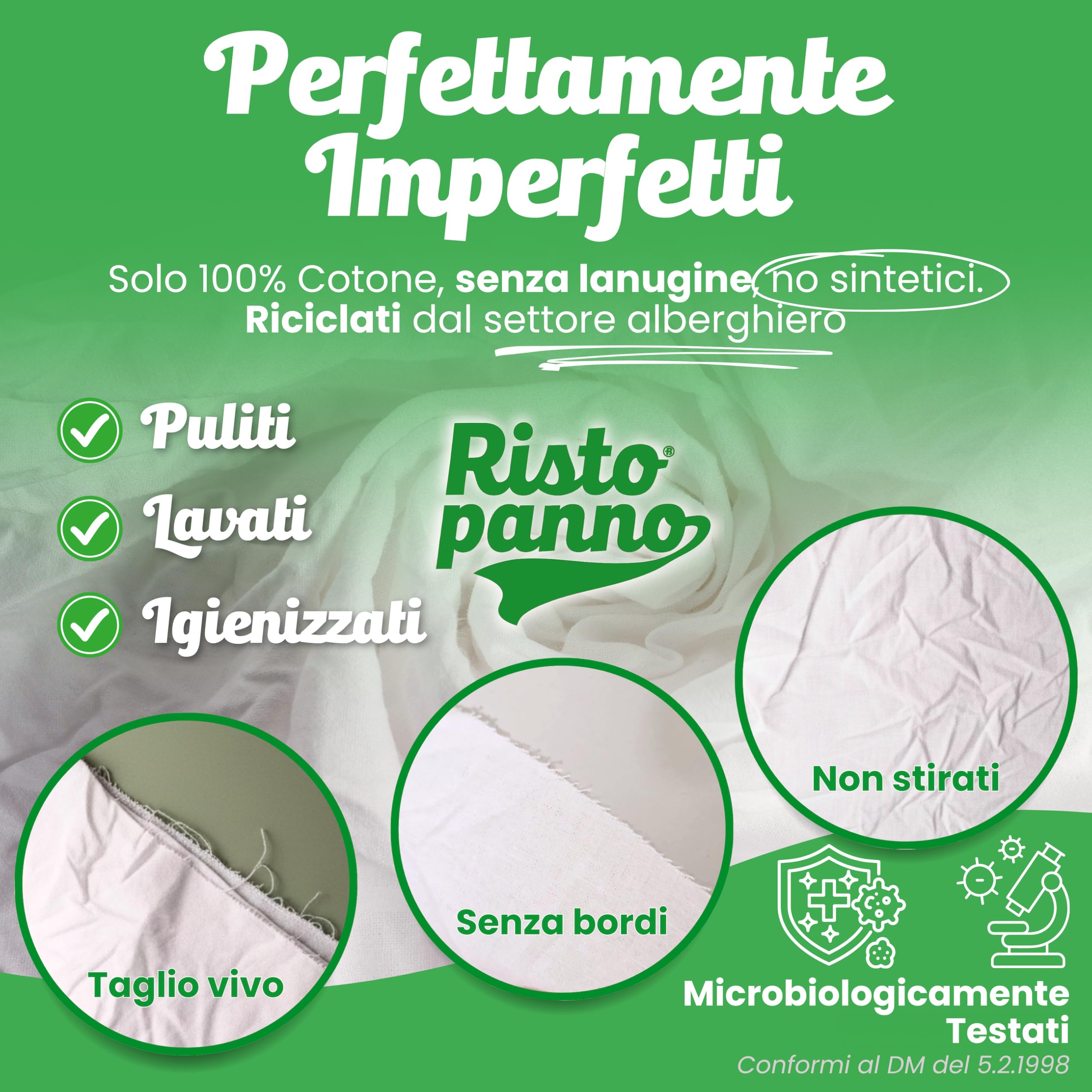 Ristopanno Home – Panni Multiuso - Stracci Bianchi Cotone 2 KG - Non Lascia Aloni - Uso Quotidiano per Casa, Auto, Moto e Garage - Lavabili Flessibili e Resistenti – Massima Assorbenza