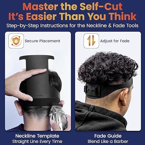Miniatura 2 de Self Haircut Kit for Men | 2Pcs SelfCut Guide for Men: Neckline Shaving Template & Fade Guide | Adjustable Size Hair Fade Tool & Stable Neck Line Up