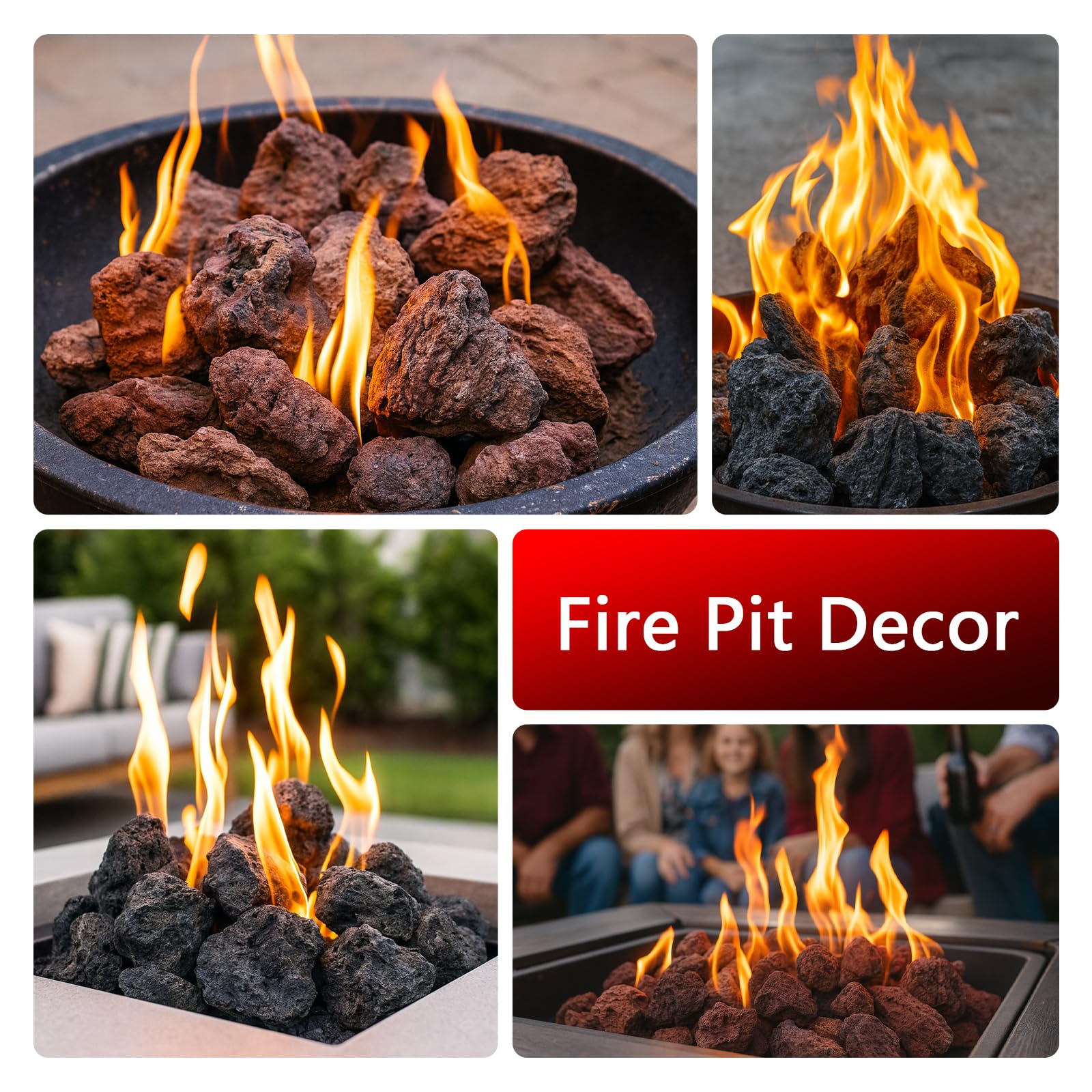 Pietre laviche vulcaniche naturali per braciere da 10,2 - 22,9 cm, rocce naturali per braciere, set di tronchi di gas, camini, paesaggistica decorativa e progetti di giardino all'aperto, 6-7