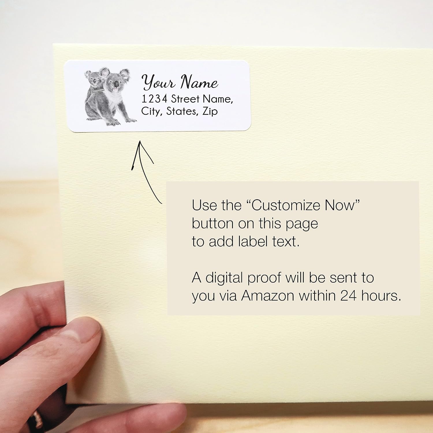 Baby Koala and Mom Return Address Labels - Set of 120 Personalized Minimalist Mom Gift, Customized Shipping Sticker