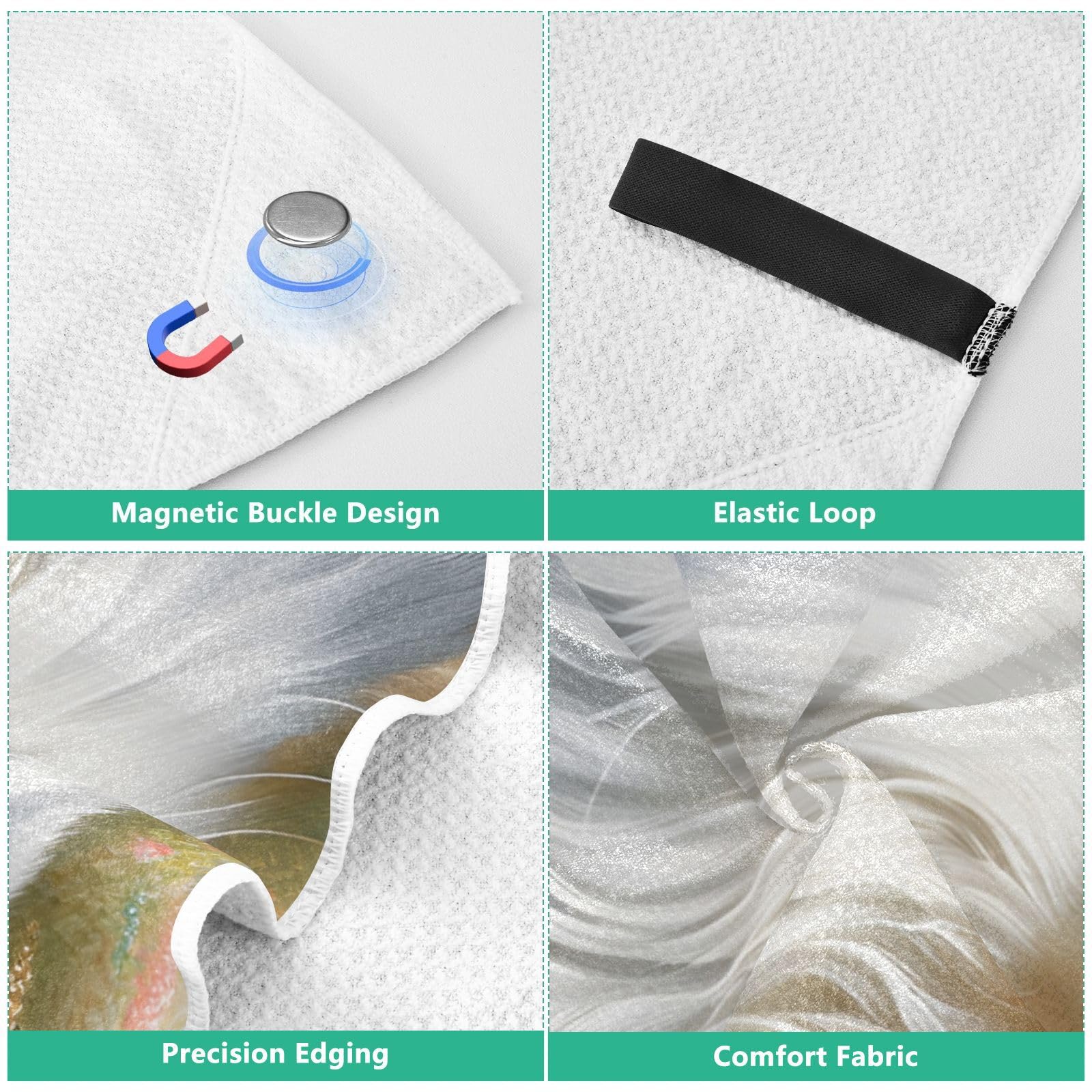 Grande serviette de plage avec sacs en maille pour adultes, motif chat dans des roses, serviette de bain avec fermeture magnétique, anti-sable, absorbante à séchage rapide, pour piscine, camping
