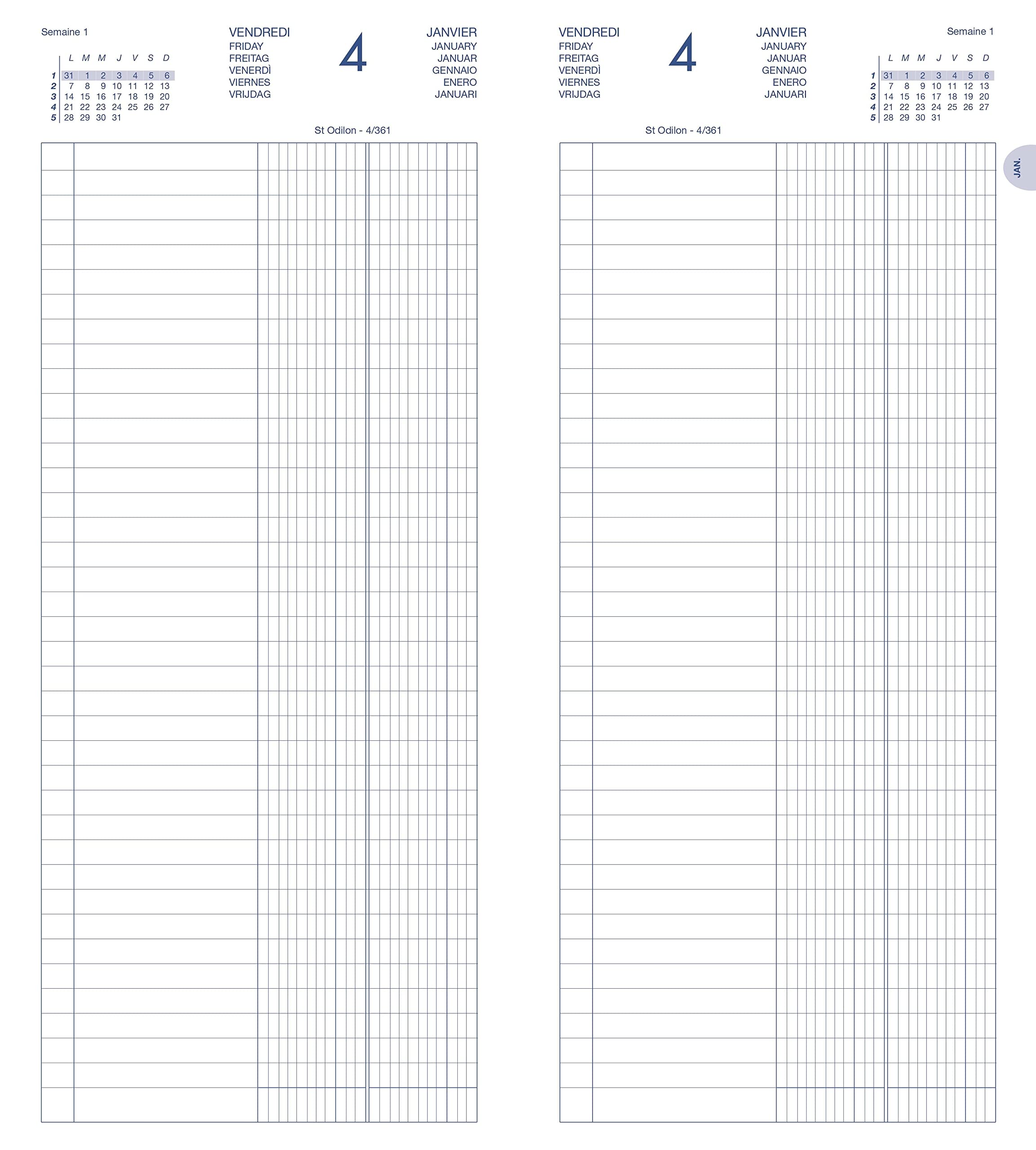 Lecas – 1 Agenda diaria del Banco Long Prestige Planificador en 2 volúmenes, enero de 2023 a diciembre de 2023, 15 x 32 cm, color negro