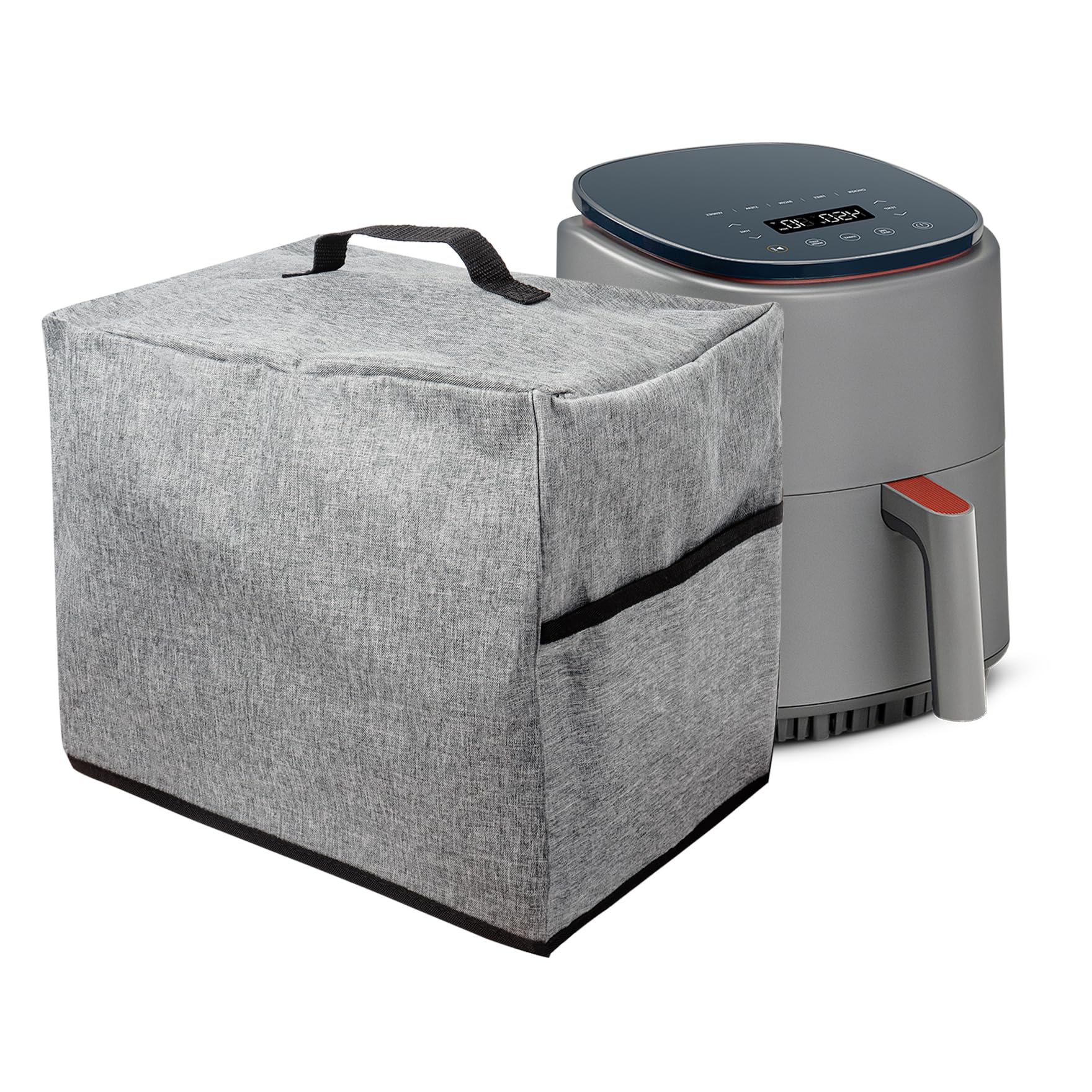 Klmnop Air Fryer Dust Cover, Waterproof Air Fryer Cover with Accessory Storage Pocket, Small Kitchen Appliance Covers for Air Fryer(Grey)