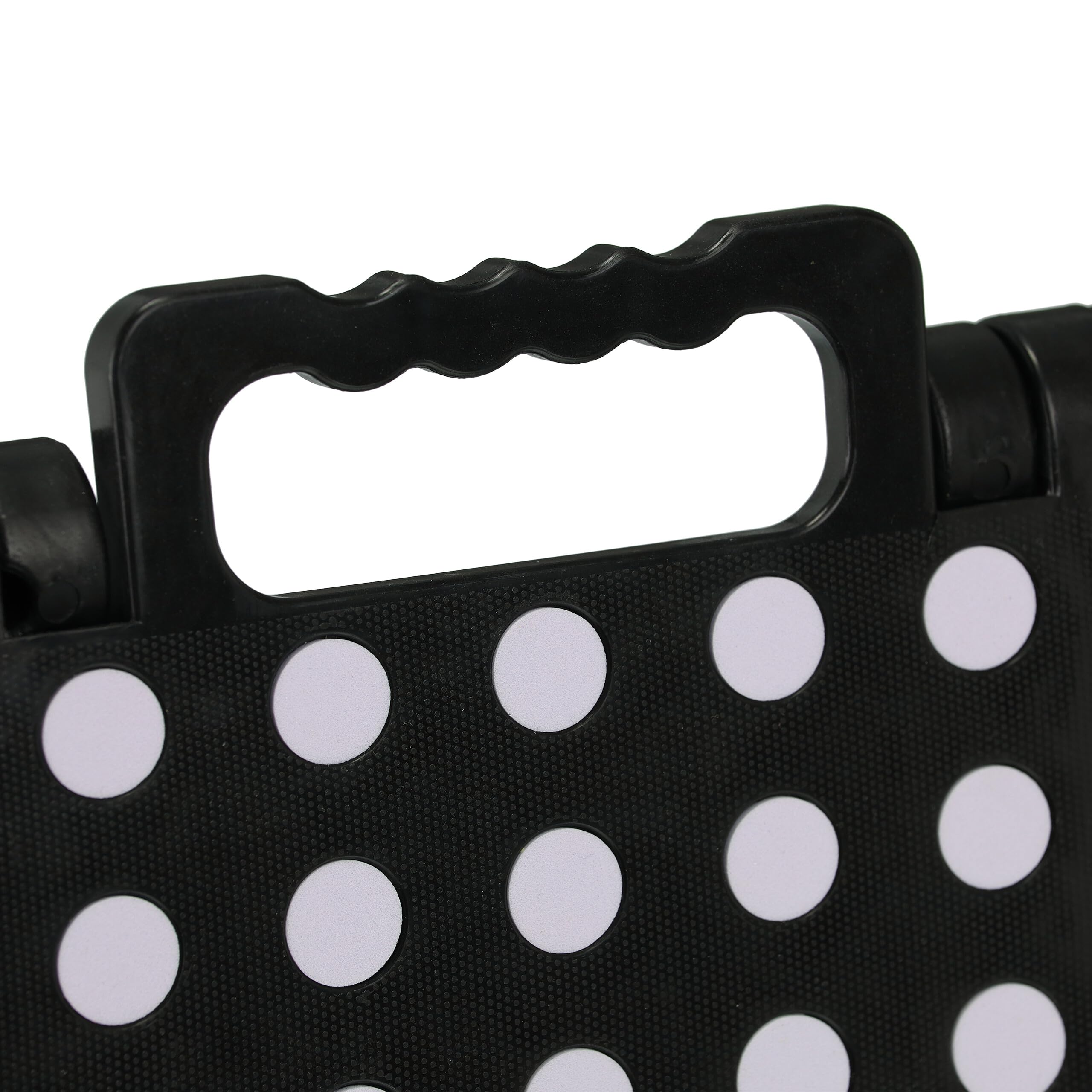 Relaxdays 4 Taburetes Plegables XL, 1 Escalón, Banquetas con Asa, para hasta 120 kg, Plástico, 39,5 x 38,5 x 32 cm, Gris y Negro