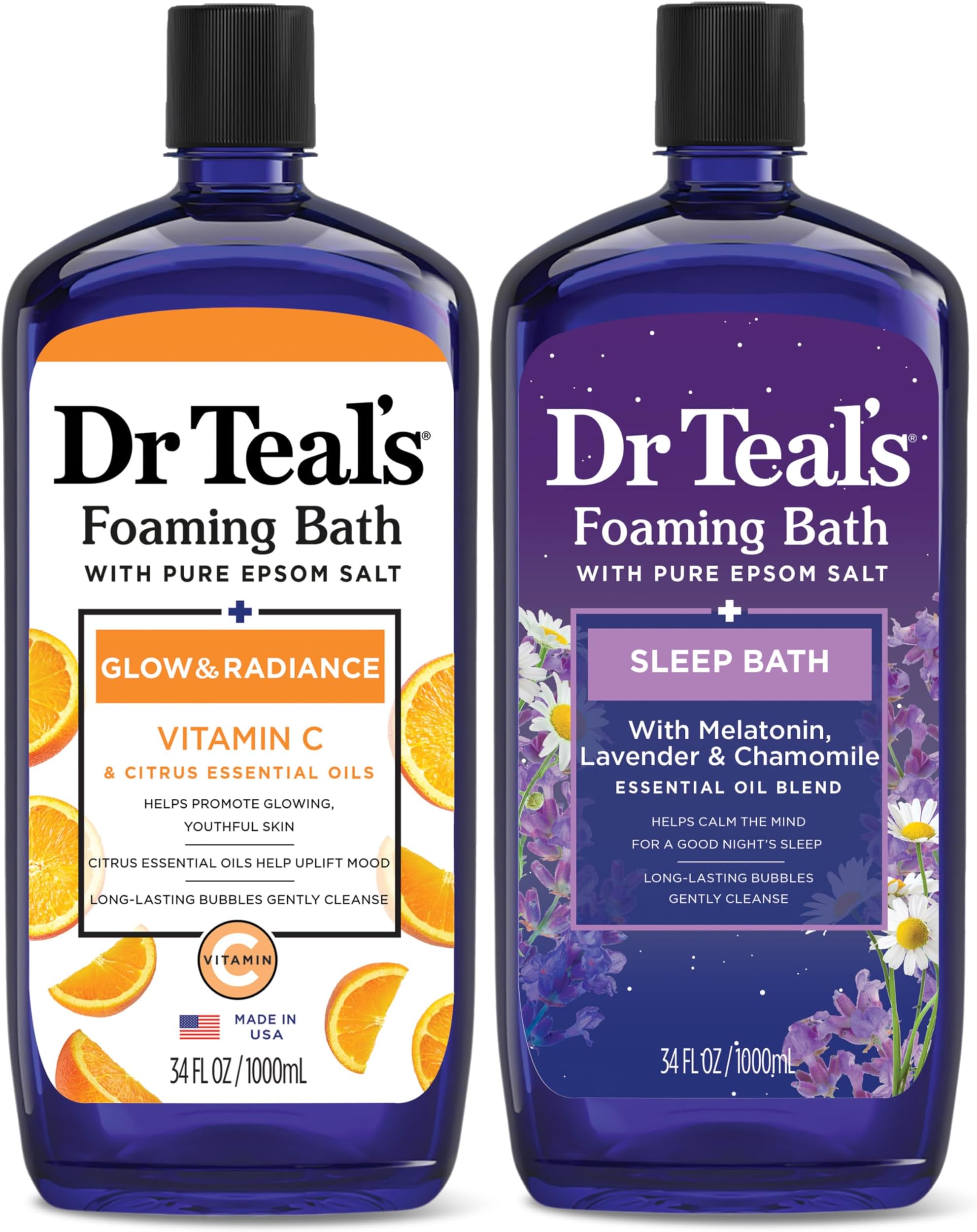 - Foaming Bath with Pure Epsom Salt, Vitamin C & Sleep Blend, 34 fl oz (Pack of 2)
