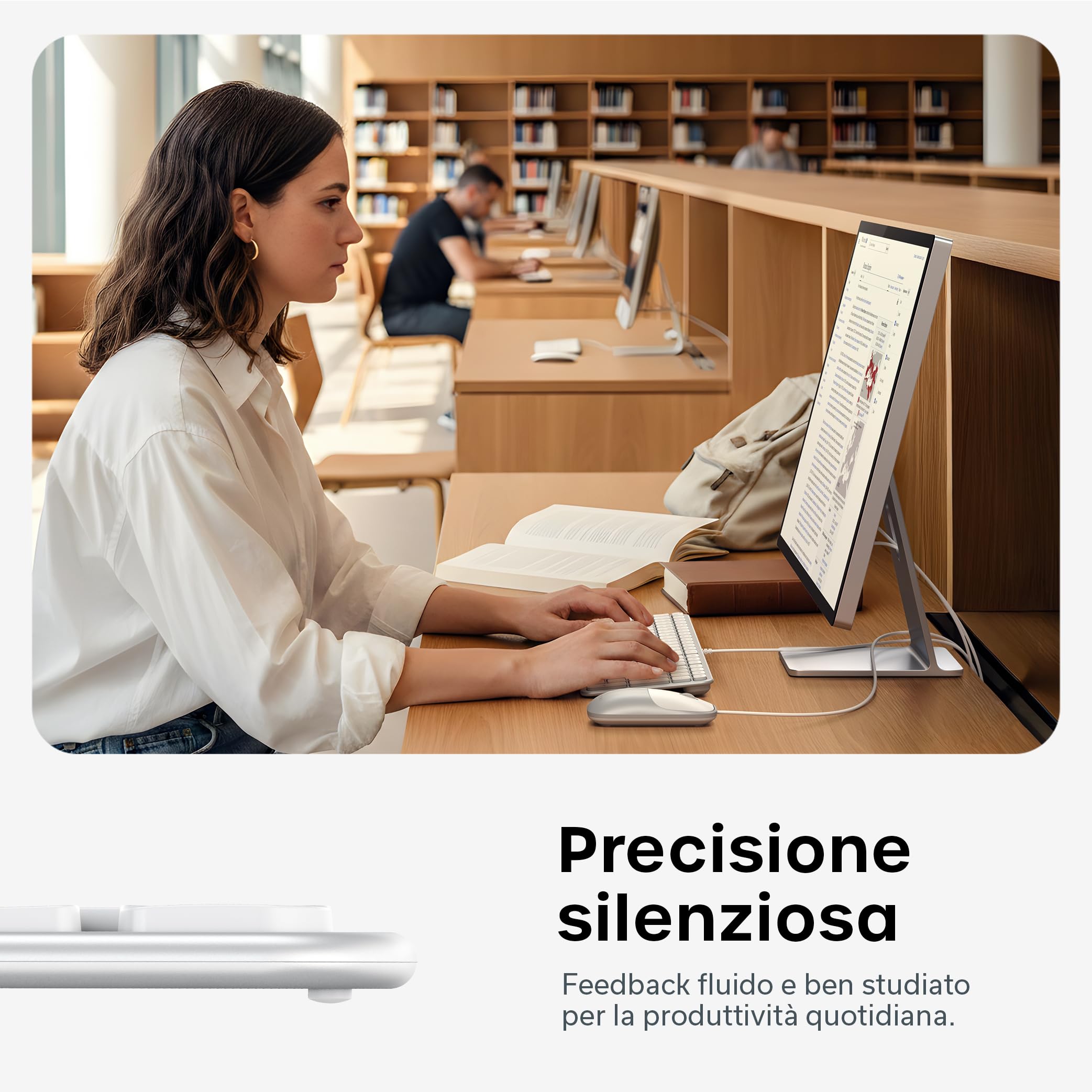 Satechi Tastiera con Cavo Slim LX3 𝗤𝗪𝗘𝗥𝗧𝗬 𝗨𝗦, Formato Completo con Tastierino Numerico, USB-C, Tasto per Cambio Sistema Operativo, per Mac, Windows e Android – Argento