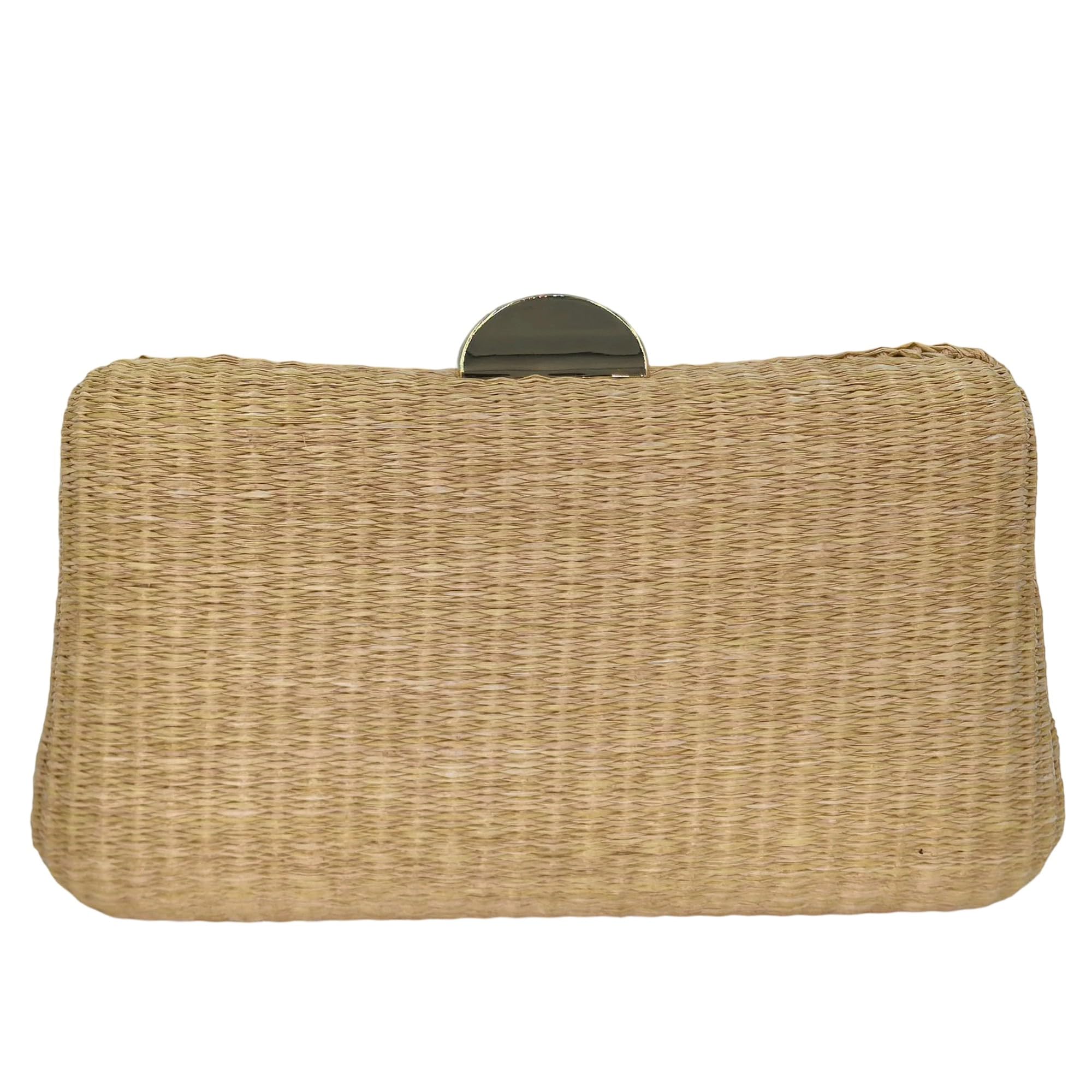 Boutique De FGG Pochette in paglia intrecciata con accenti di conchiglie, borsa da sera da spiaggia bohémien, borsa da donna leggera per feste estive