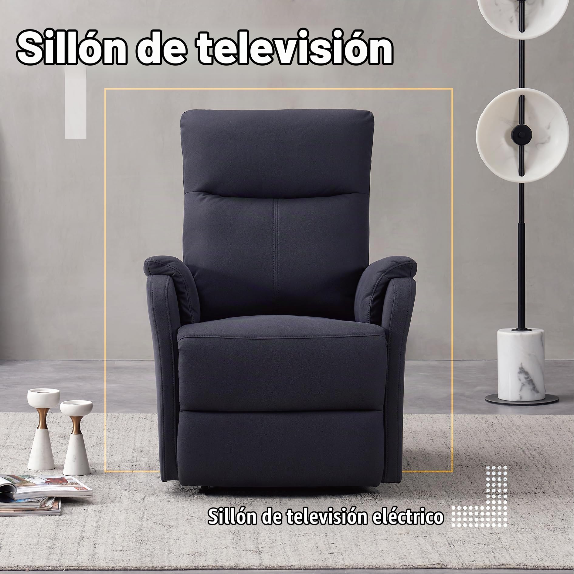 Z-hom Sillón Relax con Reposapiés, Sistema de Apertura Push, Compacto, 2 Posiciones de Tumbada y Posición Cero, Butaca Salón Reclinable hasta 160º