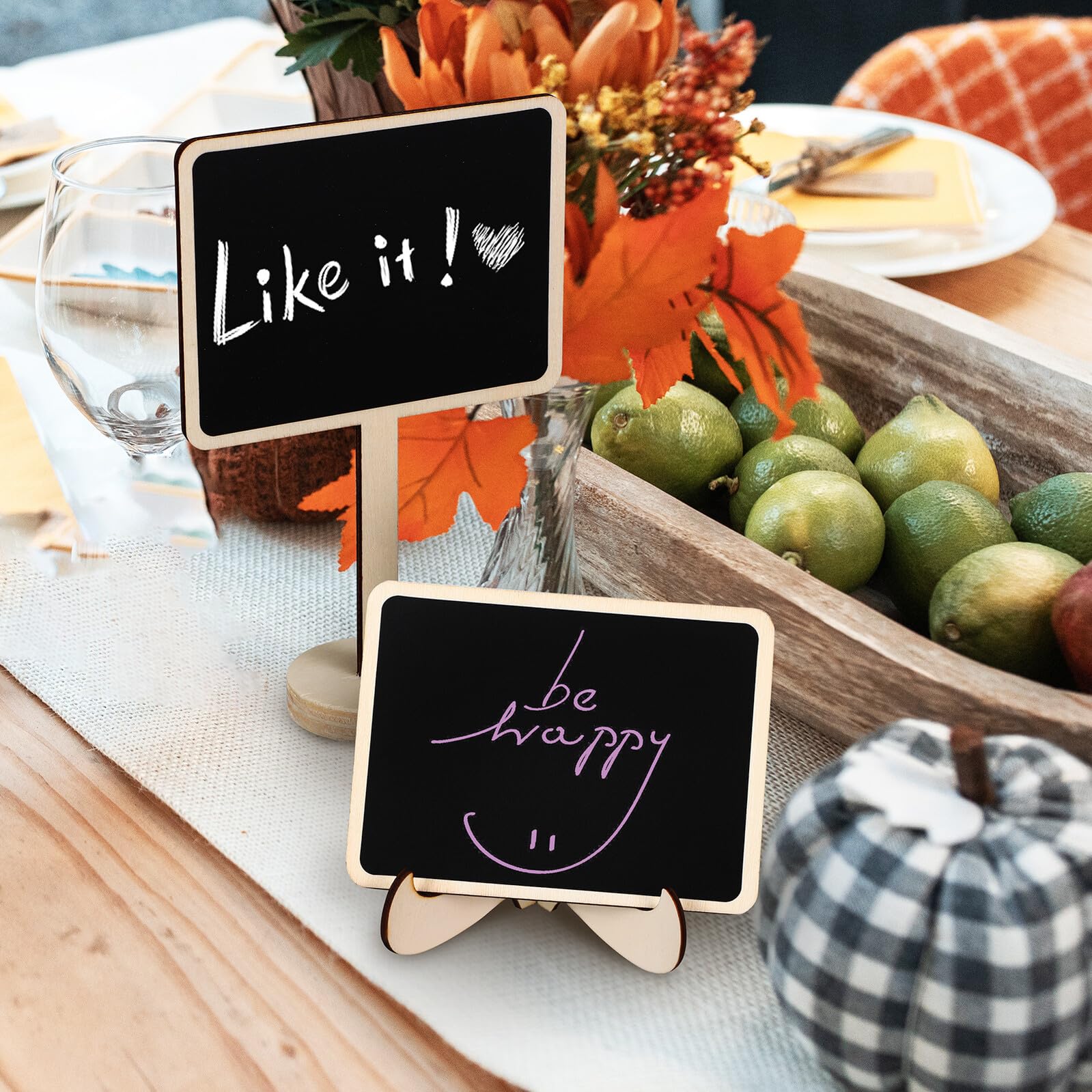 Mini Holz kreidetafeln mit Ständer Kleine Tafeln für Tischbeschriftung Food Chalkboard Signs zum Beschriften von Speisen Abwischbar Stabil und Leicht für Hochzeit Zufällige Farbe
