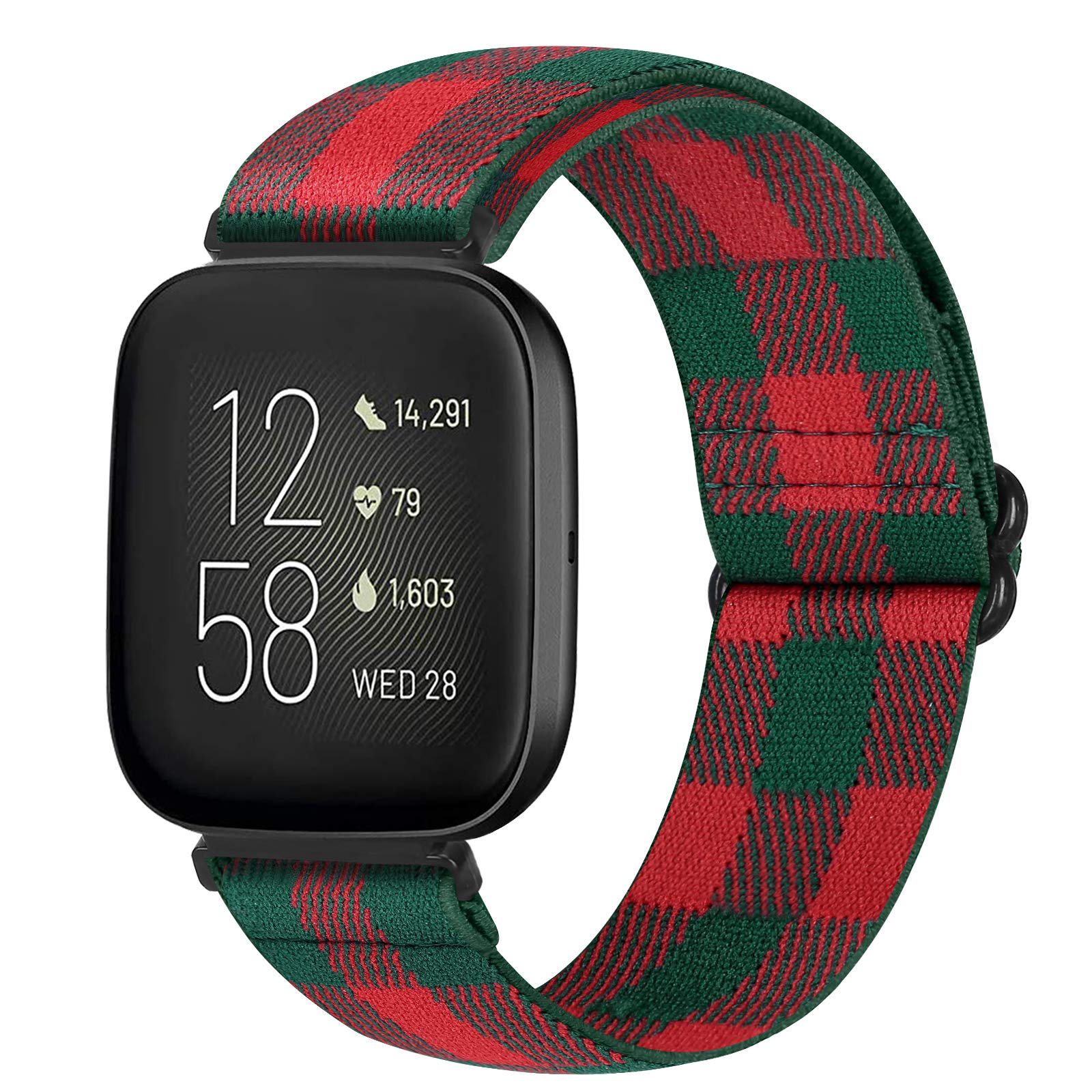 RunostrichAdjustable Elastic Watch Bands Compatible with Fitbit Versa/Fitbit Versa 2/Fitbit Versa Lite Nylon Sport Loop Stretch Wristband Replacement Strap for Women Men (J)