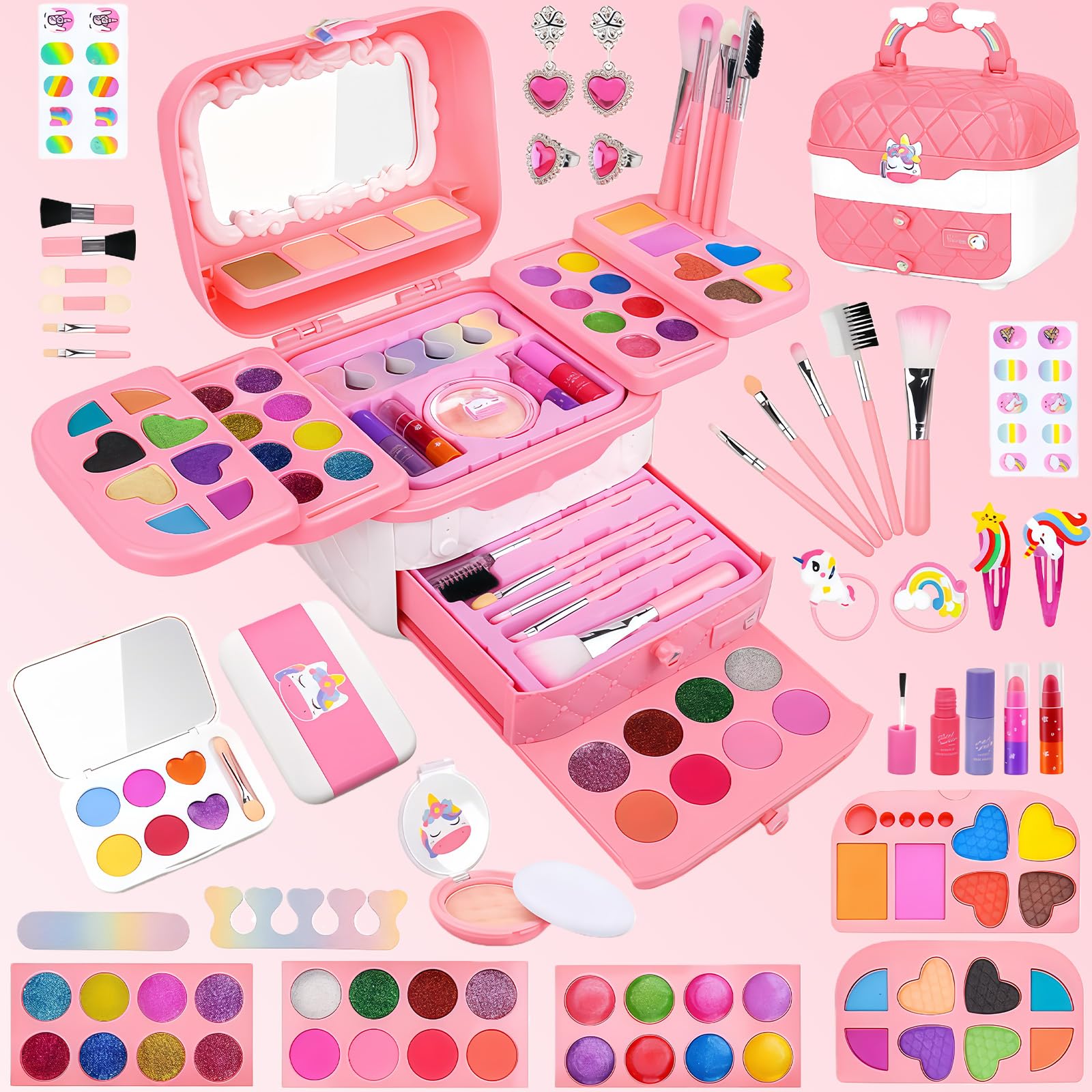 Makeup Set, Girls, Toys, Makeup, Children, Kids, Cosmetics, Princess Toy, Unicorn Makeup Set, Elementary School Students, Makeup Toy, Authentic, Washable, Kids Makeup, Birthday Gift, Girls 4, 5, 6, 7,