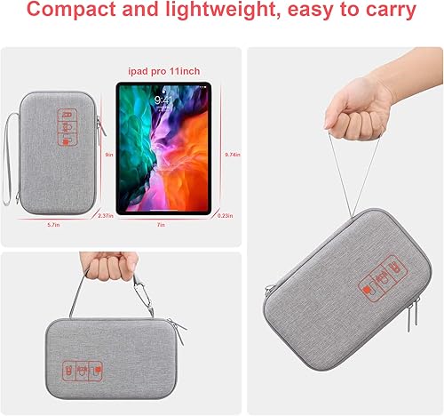 Miniatura 6 de Organizador electrónico duro de viaje, accesorios electrónicos, bolsa de almacenamiento de cables, caja de doble capa a prueba de golpes para