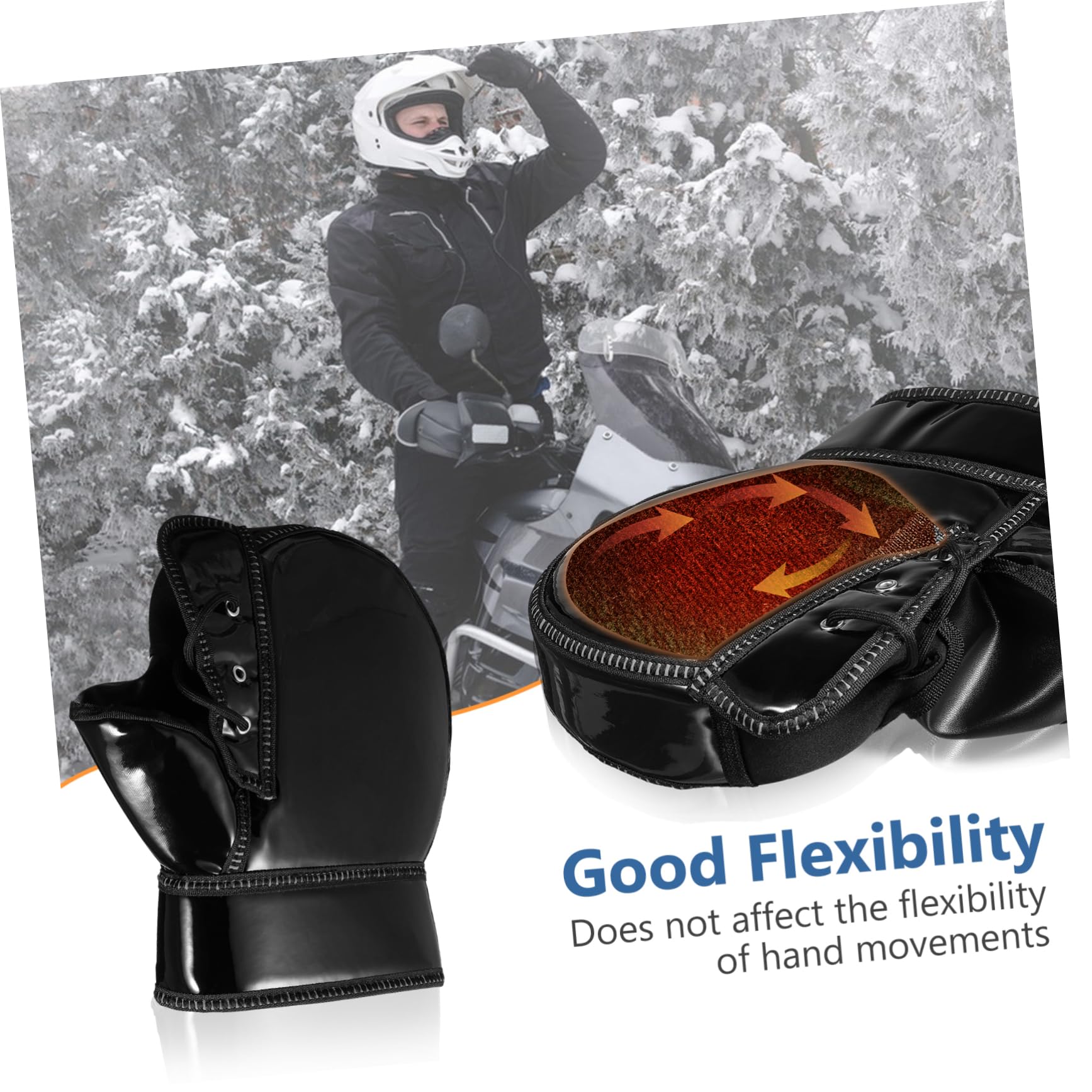 Guanti Manubrio Moto Invernali 1 Paio Nero Antivento | Pu e Fibra Sintetica, Costruzione Weatherproof Strisce Riflettenti, per Uscite in Inverno