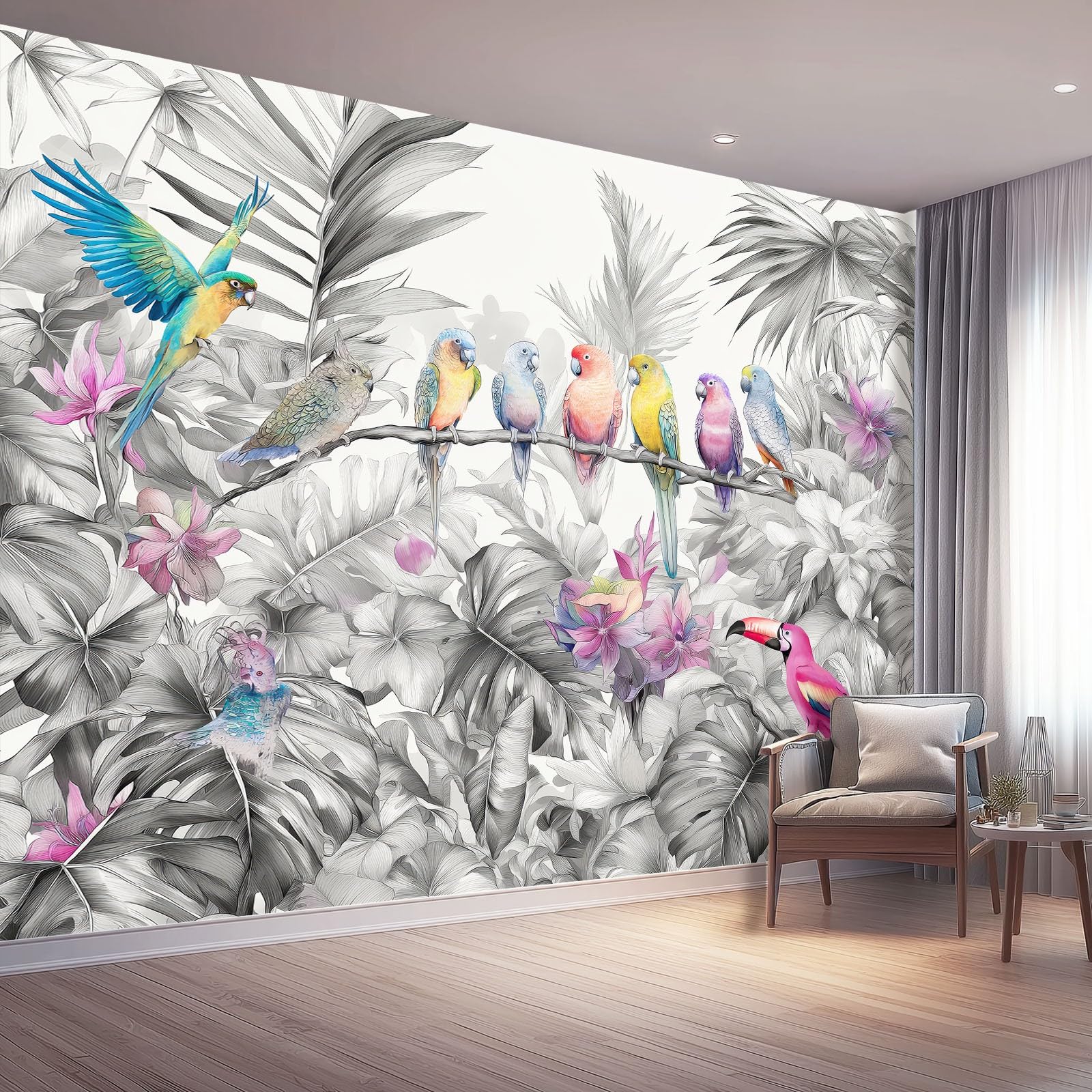 Papier peint intissé 400x280 cm pour masquer les défauts du mur et colorer le salon