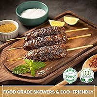 Vista 7 de DecorRack Pinchos de bambú natural de 6 pulgadas, 100 pinchos de madera para asar a la parrilla, barbacoa, aperitivos, frutas, smores, cóctel