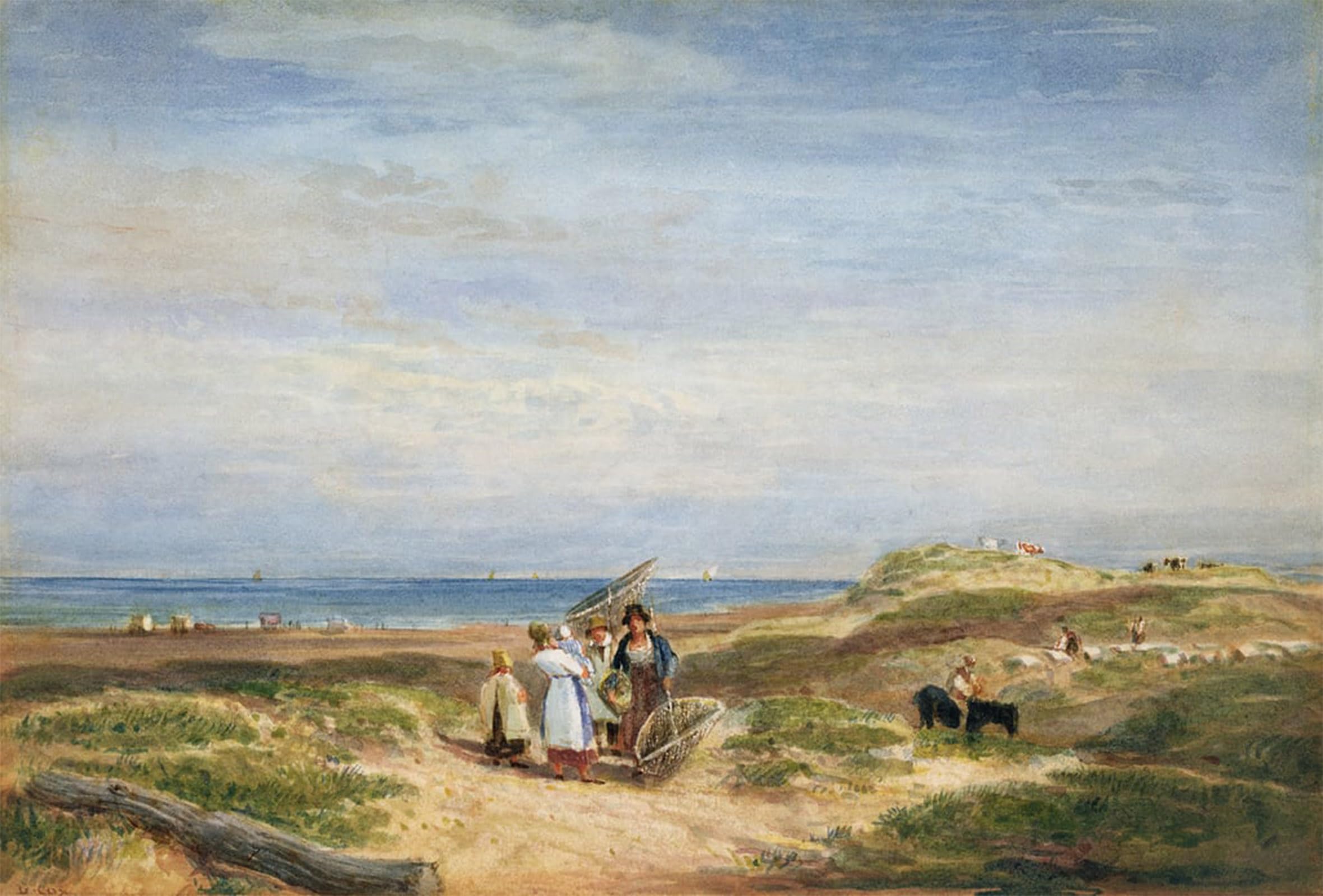 SERENDIPITP Retro Picture Poster Wall Art Pictures Painting Dry Sand Banks At Barmouth North Wales by David Cox Wall Art Canvas Print for Wall Decor 60x90cm