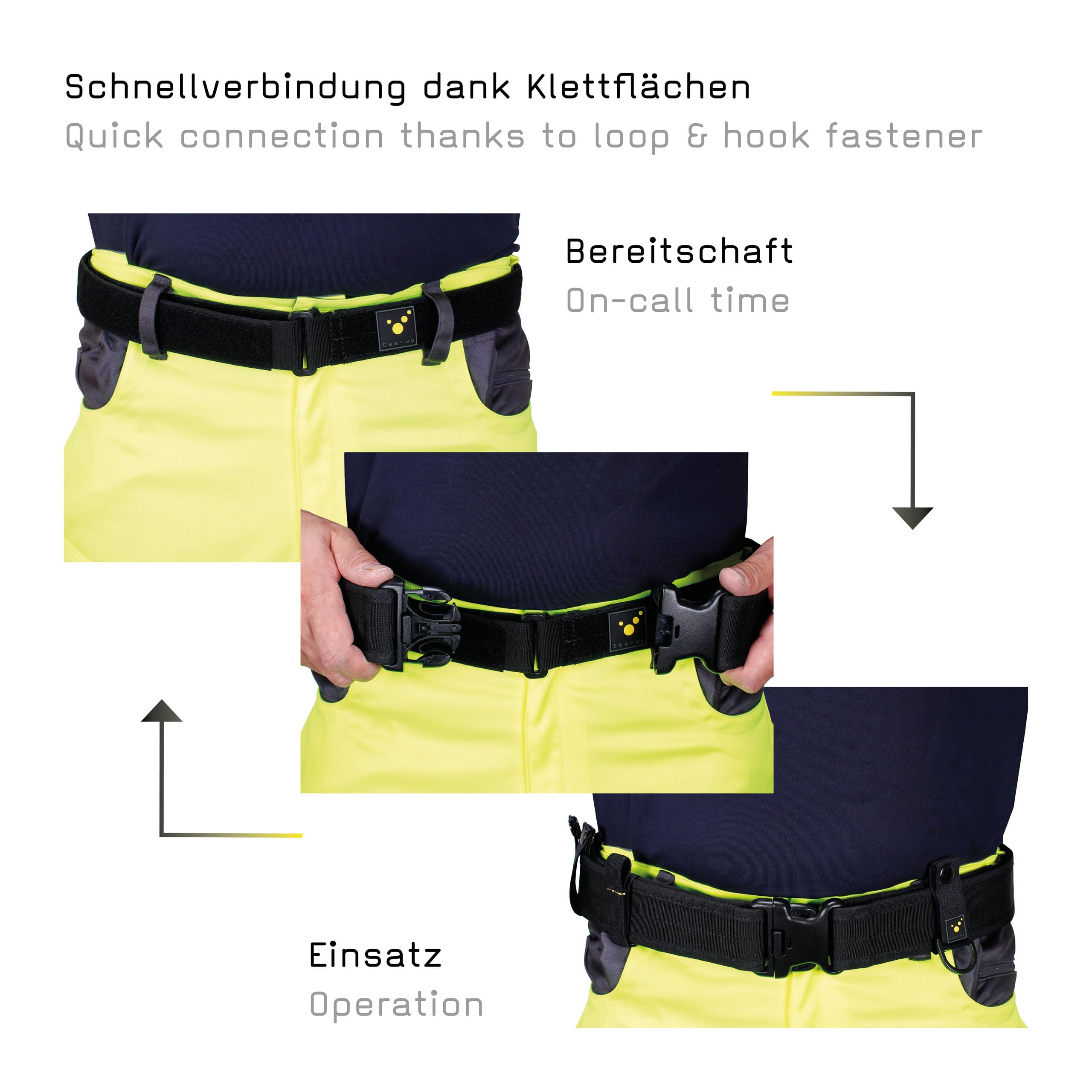 tee-uu Juego completo de cinturón de seguridad (S-XXL), color negro, incluye cinturón interior y juego de Belt Keeper, XXL (contorno de cadera 130 – 150 cm)
