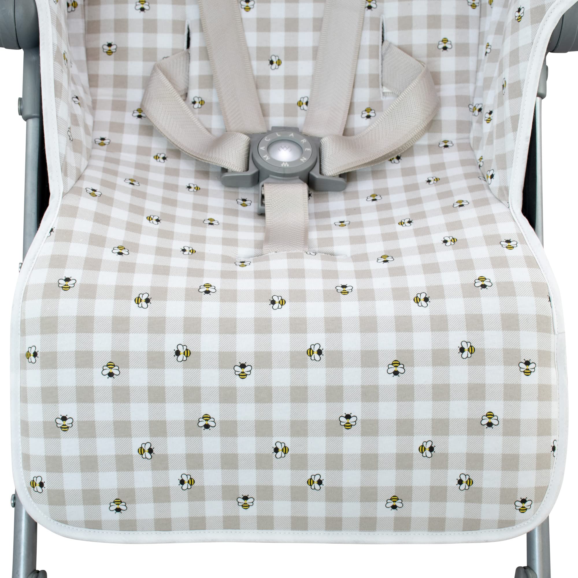 JYOKO KIDS Colchoneta para silla de paseo Compatible con Maclaren Quest, Techno, Triumph, XT, 100% Algodón (Picnic Vichy) — view 5
