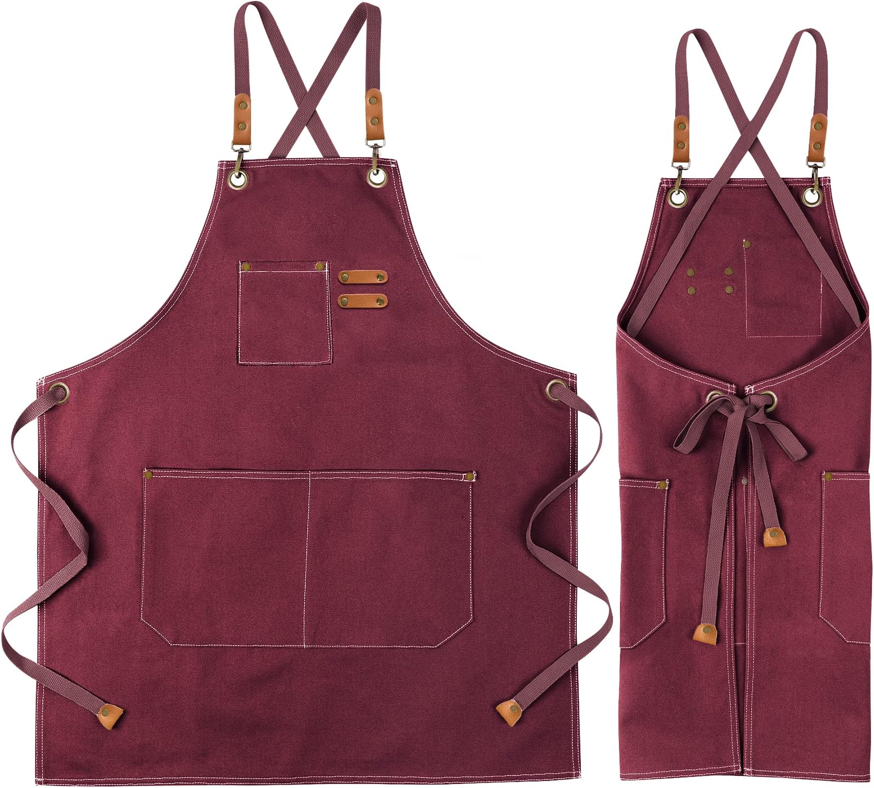 Newthinking Canvas Apron for Men, Heavy Duty Work Apron with Pockets, Waterproof Wear-resistant Tools Apron for Garden, Craft Workshop and Garage