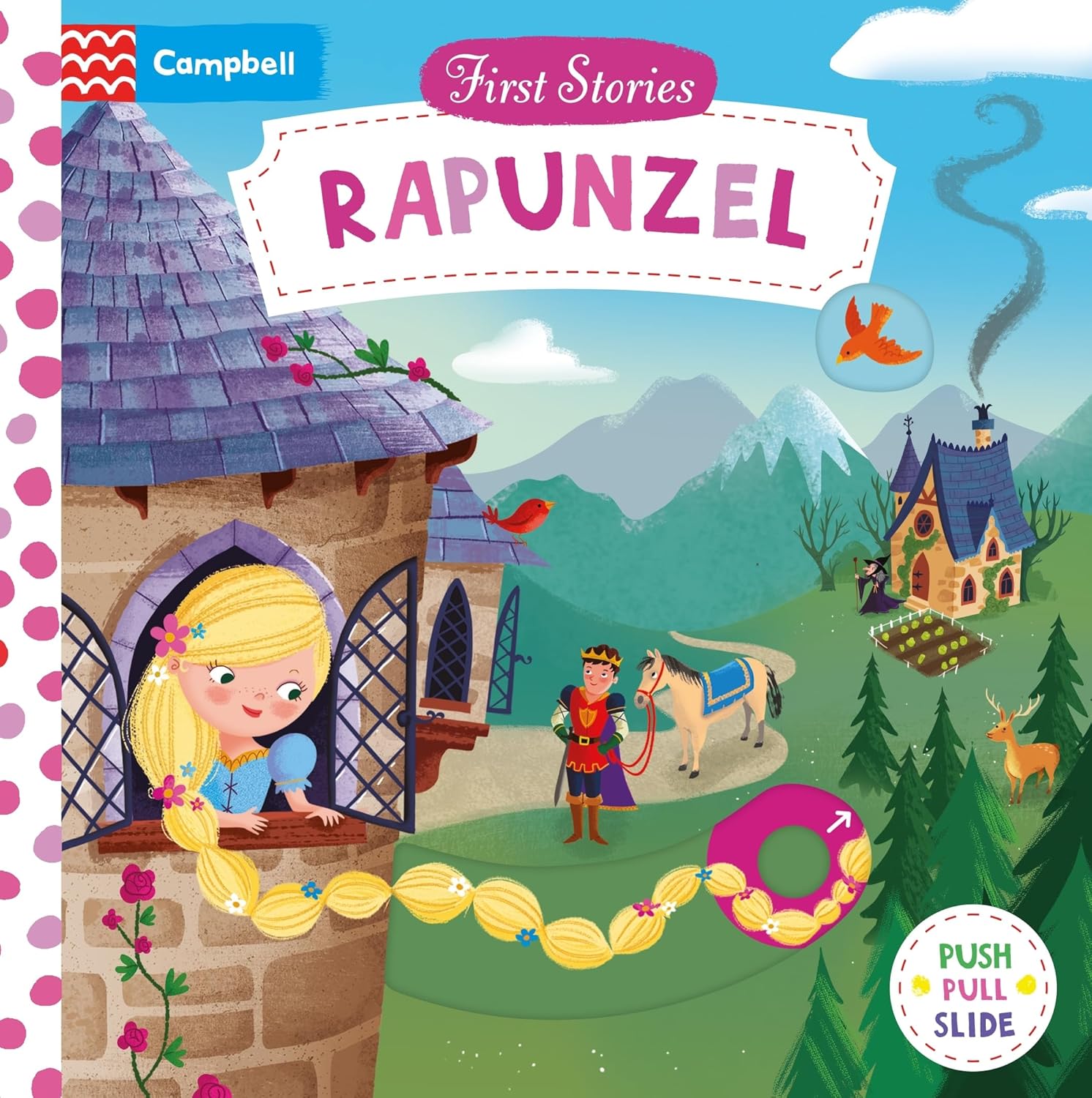 Rapunzel Push Pull Slide Book for Toddlers | Interactive Fairy Tale Activity Book (Campbell Books First Stories)