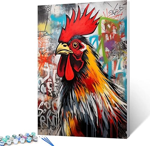 Miniatura 28 de Tucocoo Pintura al óleo estilo graffiti por números para adultos principiantes con marco, pintura de guitarra fresca por número sobre lienzo