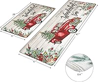Vista 2 de Pauwer - Juego de 2 alfombras de cocina de Navidad antifatiga para piso, antideslizantes, acolchadas, tapete de cocina acolchado, cómodo, tapete