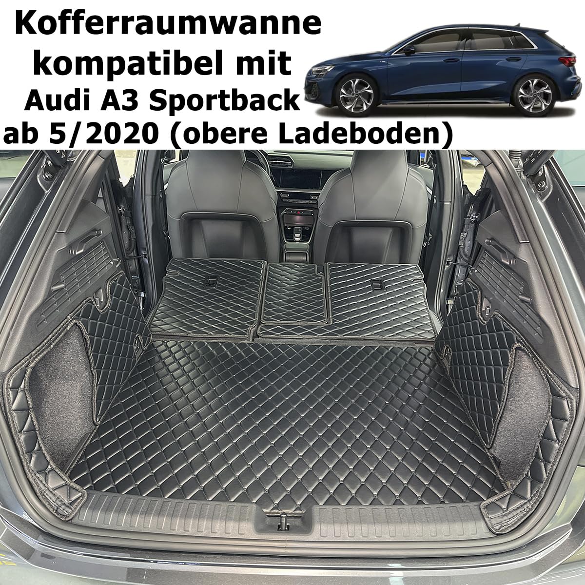 Kofferraumwanne für Audi A3 Sportback ab 5/2020 (obere Ladeboden) | Kofferraummatte kofferraum schutzmatte