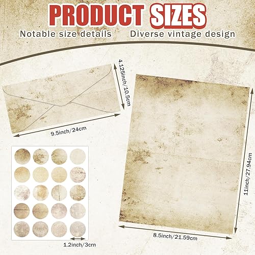 Miniatura 2 de Juego de 250 sobres y papel de papelería (100 papel de escritura para computadora, 50 sobres), 100 calcomanías de puntos redondos, 10 diseños para