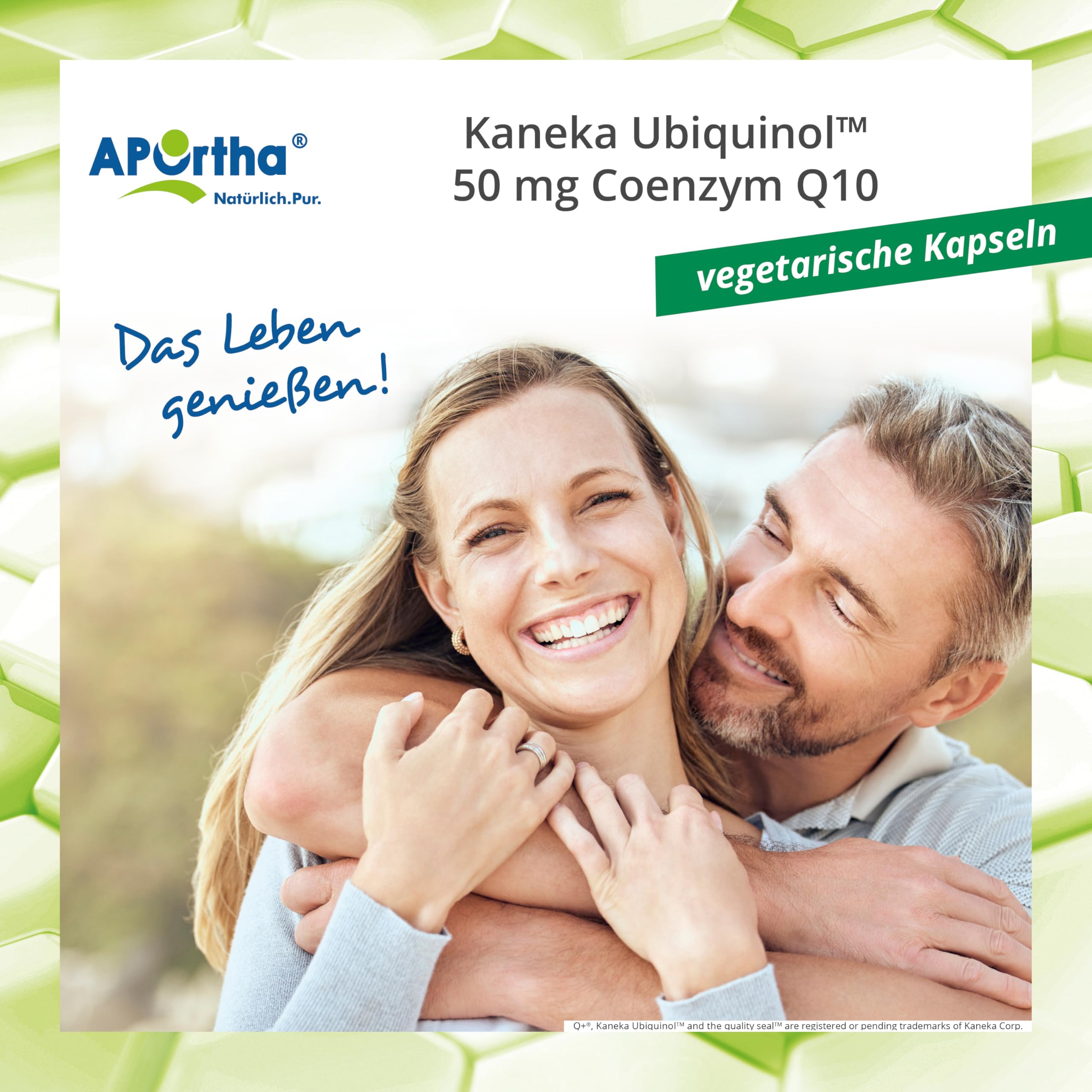 APOrtha Kaneka Ubiquinol Coenzym Q10 50 mg 120 Kapseln, Premium CoQ10 hochdosiert 50mg für 2 Monate, Hohe Bioverfügbarkeit durch bioaktives Ubiquinol, 2-fach Patentierter Rohstoff