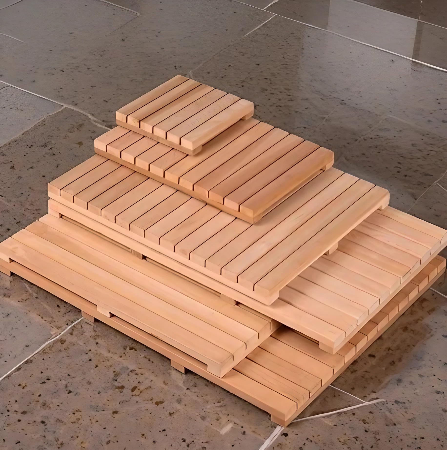 Legno Massiccio Tappetino Bagno, Pedana Doccia Legno Spazio Di 0,5 cm Scolare Rapidamente, Tappeto Doccia Antiscivolo Stabile e Resistente Alla Pressione, Tappetini Bagno per Vasca Da Bagno(40x50cm/16