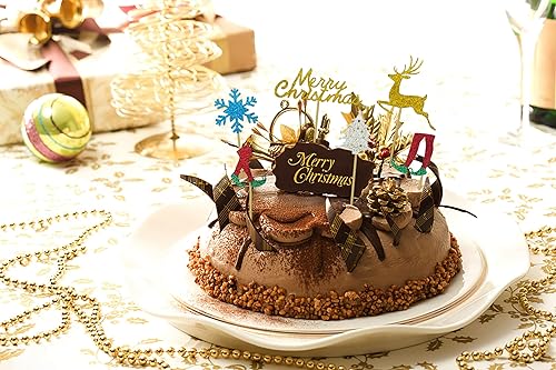 Miniatura 3 de Decoración para cupcakes de Navidad, decoración de pastel de Navidad, calcetines de alce de árbol de Navidad, copos de nieve, decoración para fiesta