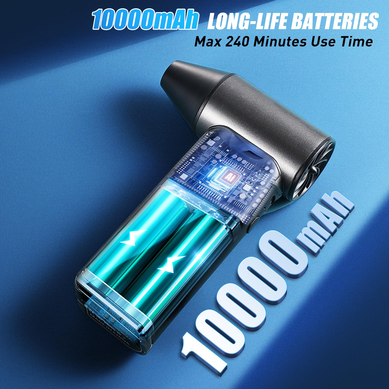 Spolverino elettrico ad aria compressa, 160000 giri/min, ad alta velocità, sostituisce le lattine di aria compressa, per tastiera e PC, per esterni, auto, casa