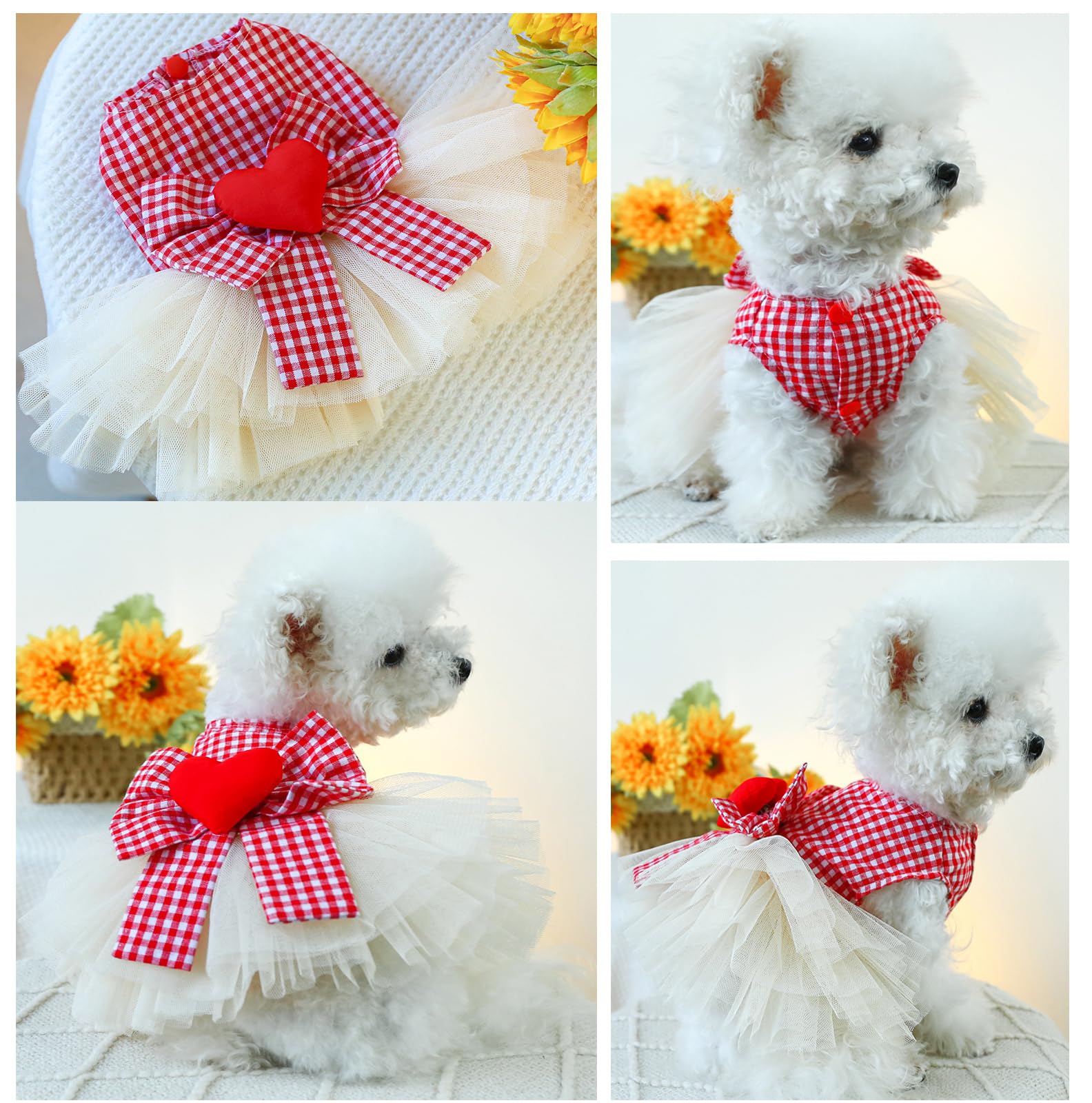 Robe pour Petit Chien Rouge XL Coton/Polyester Printemps/Été Femelle Princesse Chien Jupe Robe