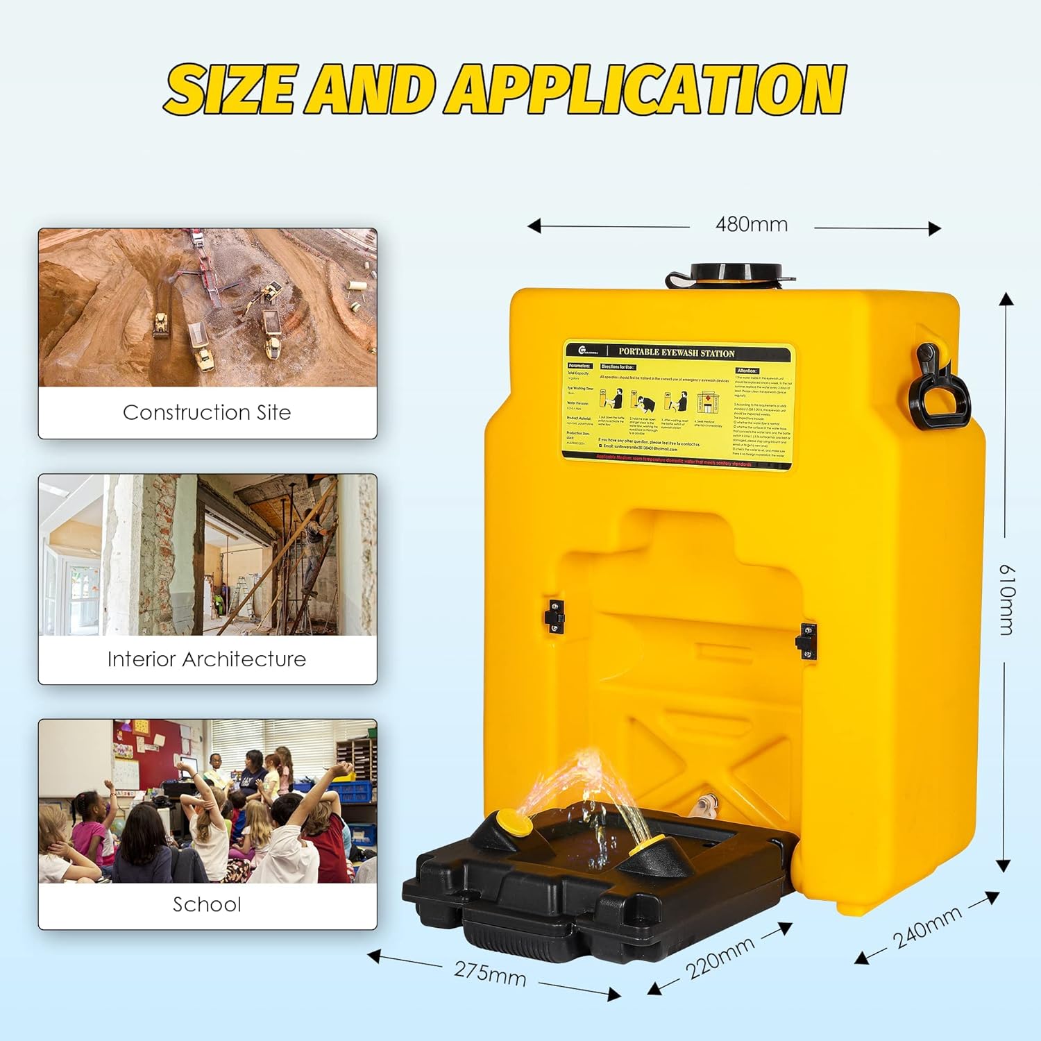 Blасk Frіdау - 50% оƒƒ CGOLDENWALL Eye Wash Station Portable Emergency Eyewash Station Wall Mounted Eye Washing Station Safety First Aid Equipment 14-Gallon Refillable Tank Gravity-Flow Heavy Duty Eye Wash (Upgrade Thicker)