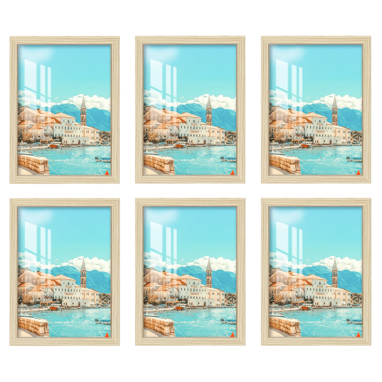 6 Pack 2cm A3 Picture Frames 30x40cm OAK Photo Frame with HD Acrylic Glass MDF Wood Poster Frames for Photo Gallery Certificate Jigsaw Puzzles Artwork Horizontal or Vertical Wall Hanging or Tabletop